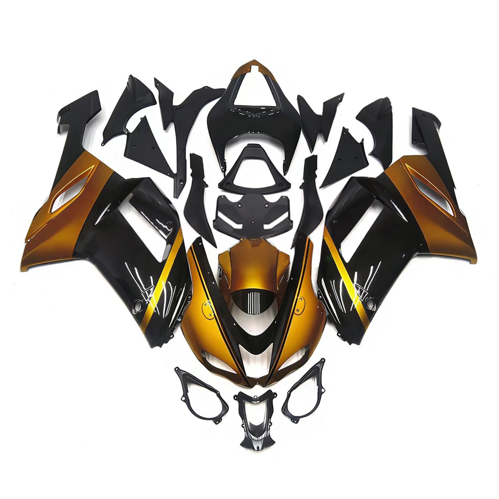 AMOTOPART 2007-2008 KAWASAKI ZX6R 636 BLACK & GOLD FAILING KIT