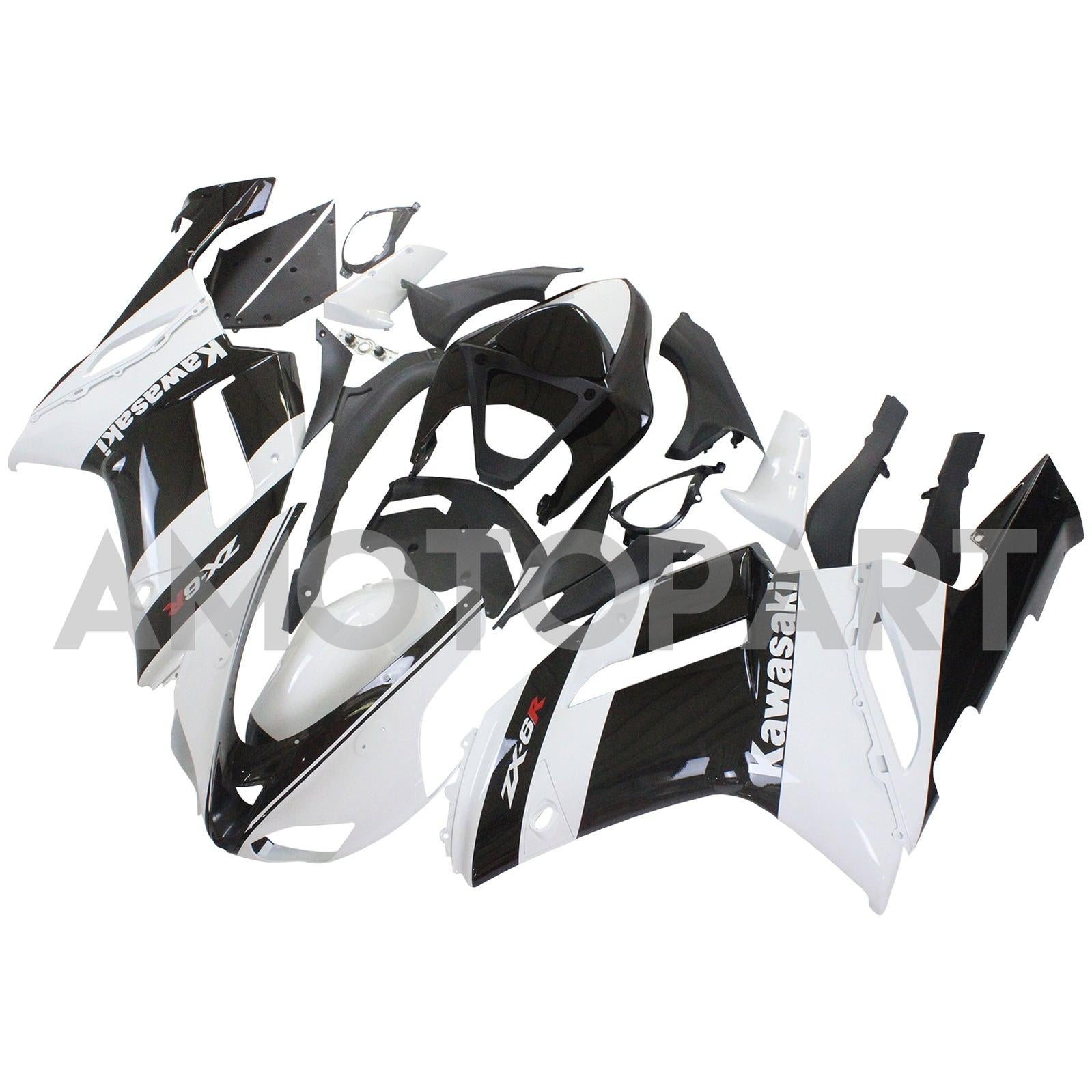 AMOTOPART KAWASAKI 2007-2008 ZX6R 636 WIT BLACK KUIST KIT