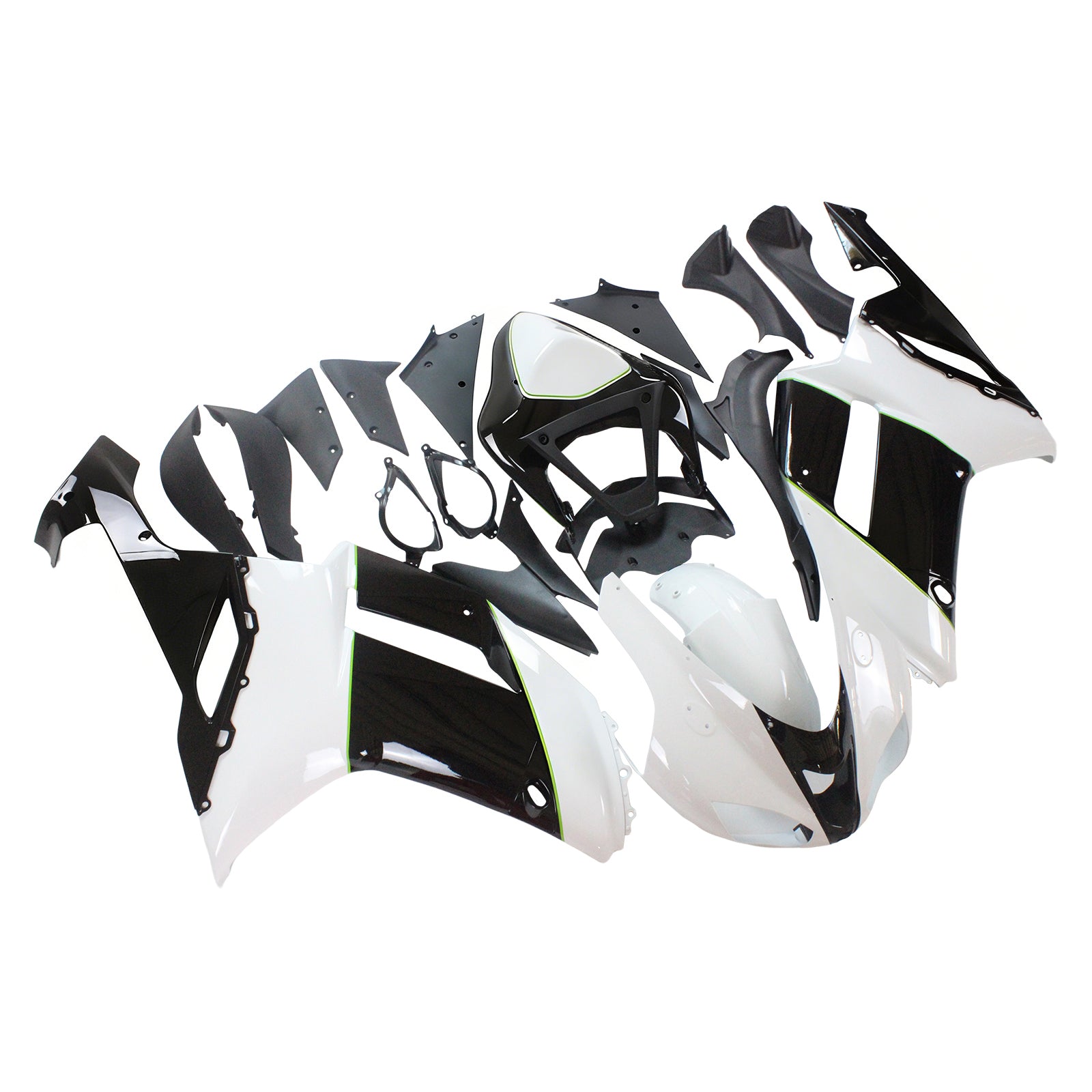 Amotopart Kawasaki 2007-2008 ZX6R 636 Black White Fairing Kit
