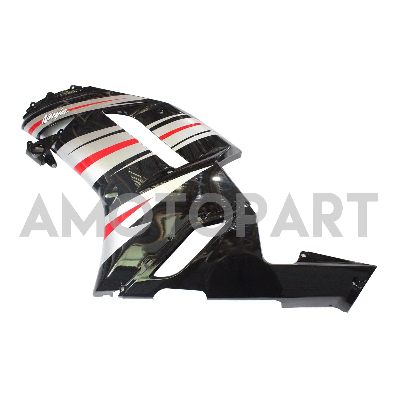 Amotopart Kawasaki 2007-2008 ZX6R 636 Black Sliver Red Fairing Kit