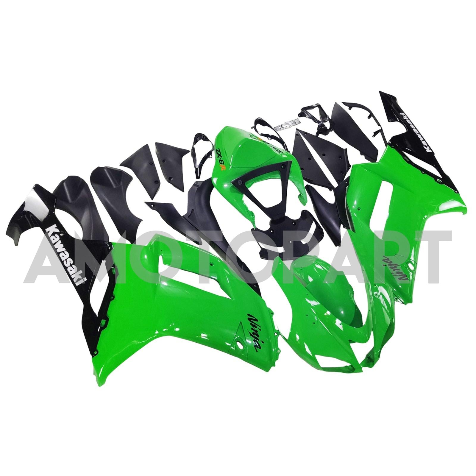 Amotopart Kawasaki 2007-2008 ZX6R 636 Kit de carenagem verde