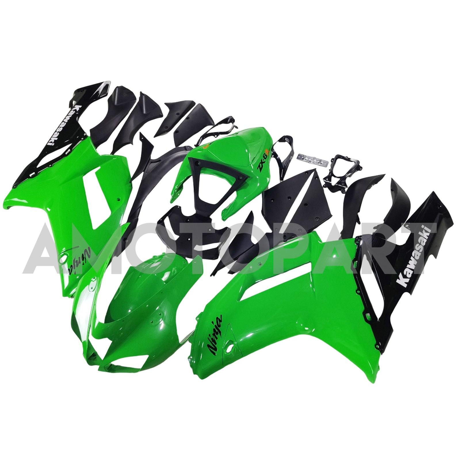 Amotopart Kawasaki 2007-2008 ZX6R 636 Kit de carenagem verde