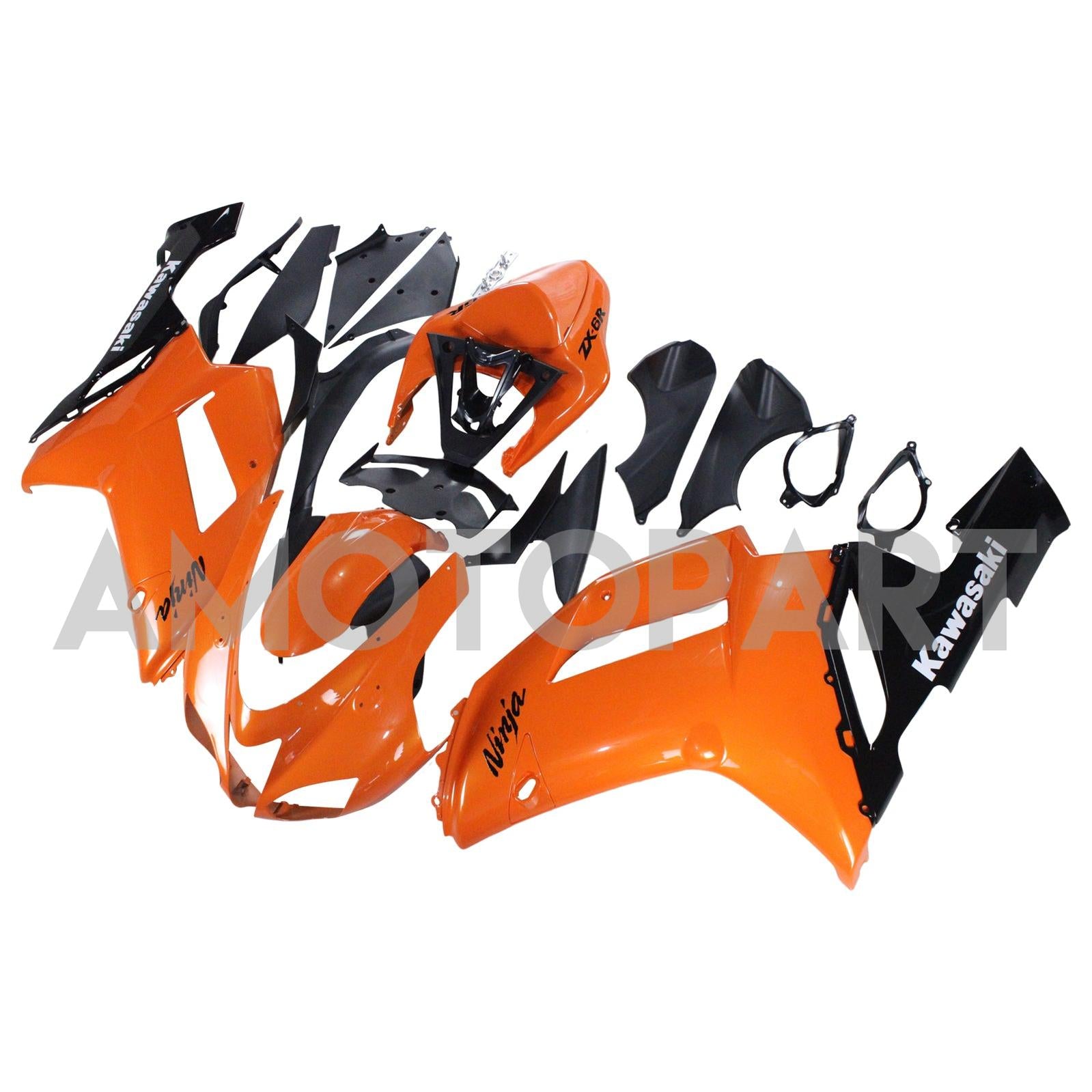 Amotopart Kawasaki 2007-2008 ZX6R 636 Orange Fairing Kit