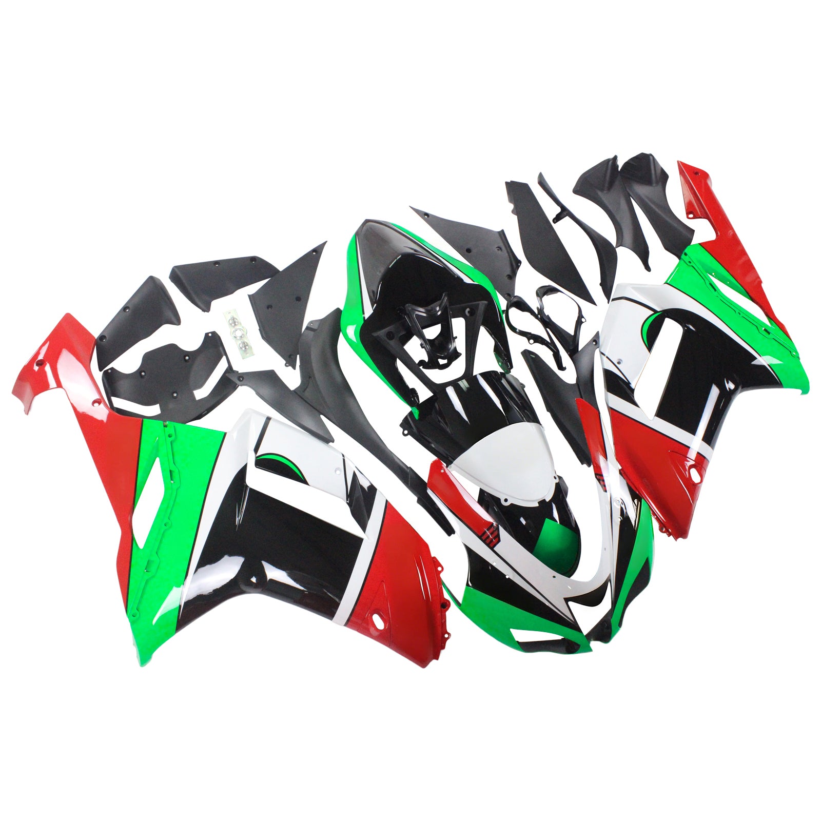 AMOTOPART KAWASAKI 2007-2008 ZX6R 636 GROEN RODE KUIST KIT