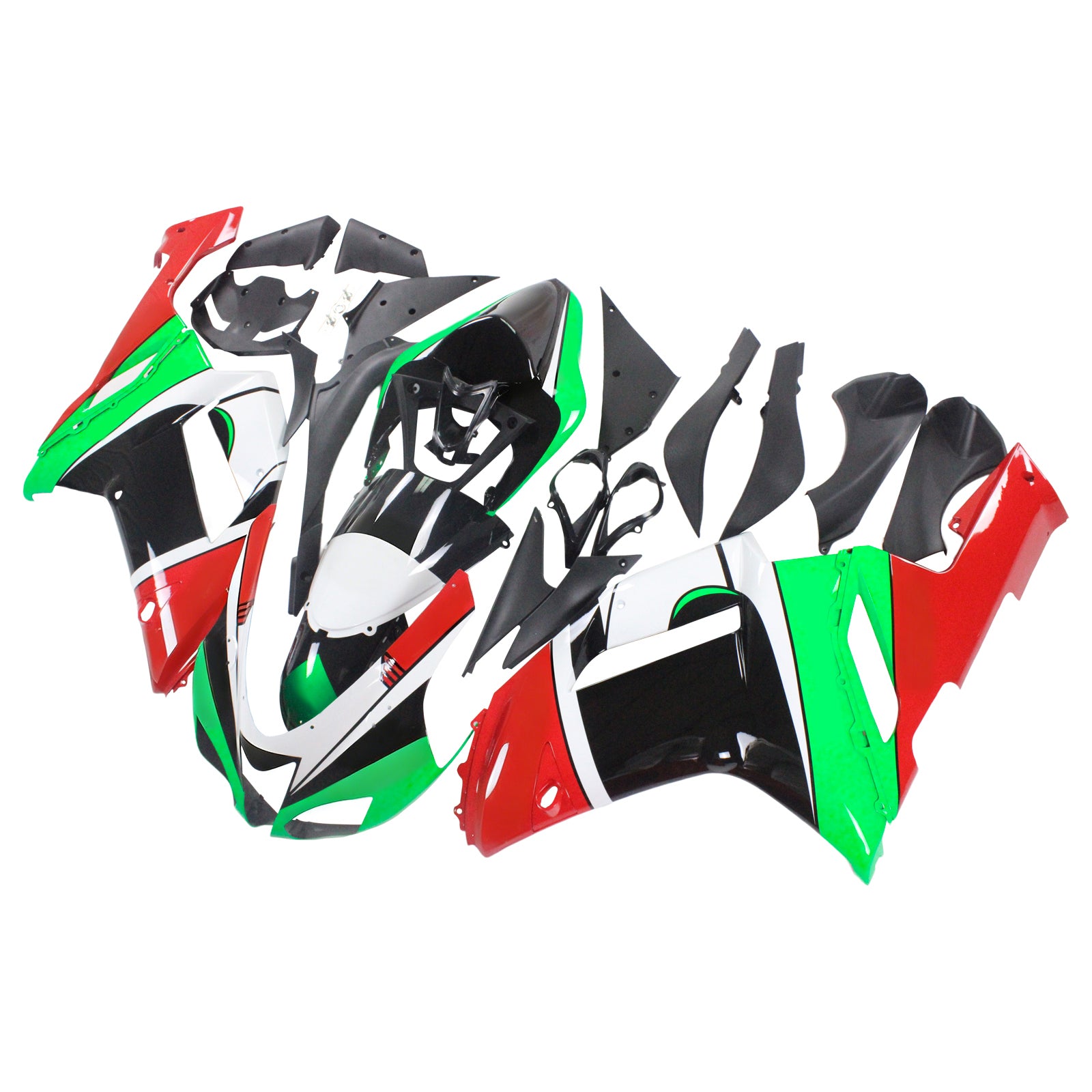 AMOTOPART KAWASAKI 2007-2008 ZX6R 636 GROEN RODE KUIST KIT