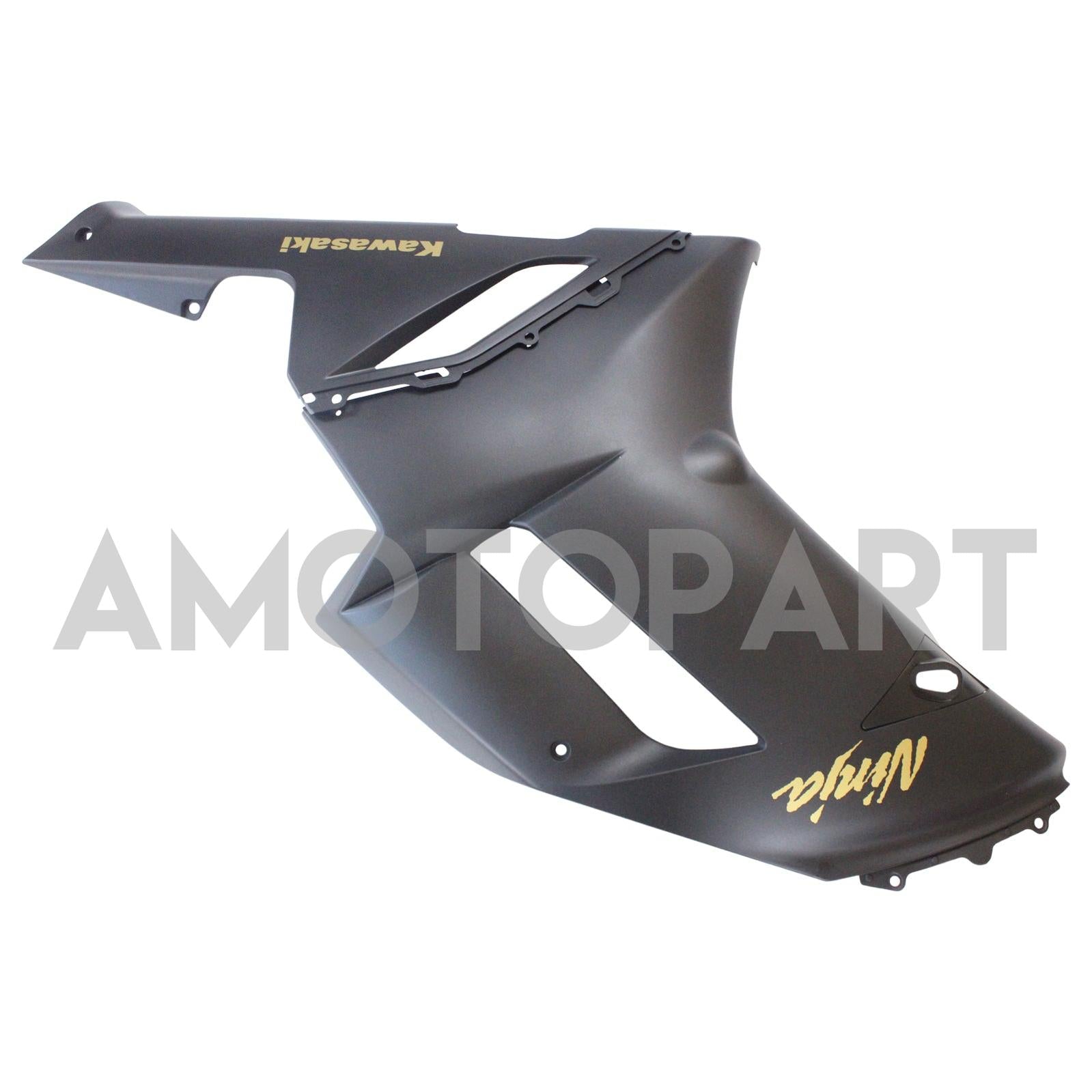 Amotopart Kawasaki 2007-2008 ZX6R 636 Matte Black With Yellow Logos Fairing Kit