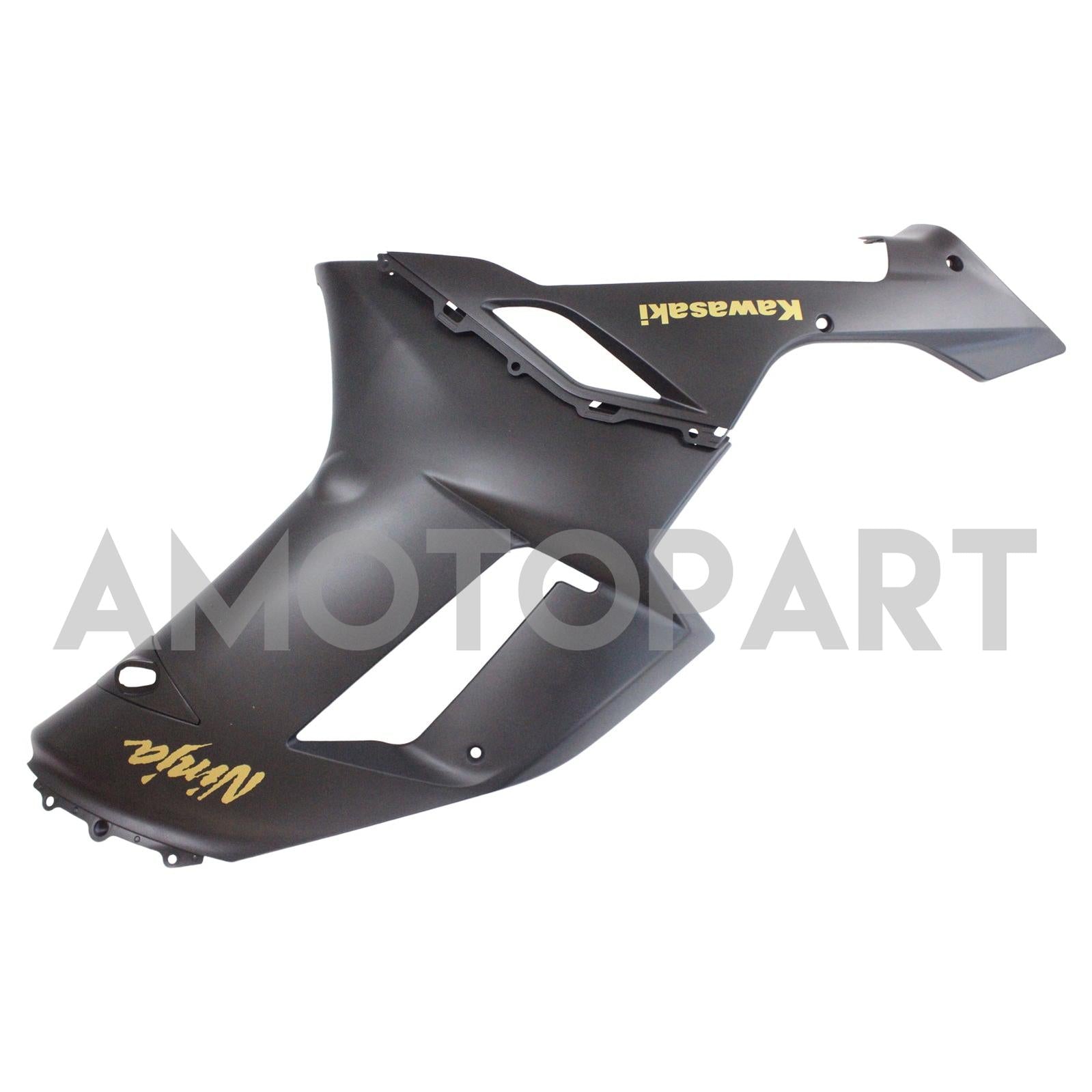 Amotopart Kawasaki 2007-2008 ZX6R 636 Matte Black With Yellow Logos Fairing Kit