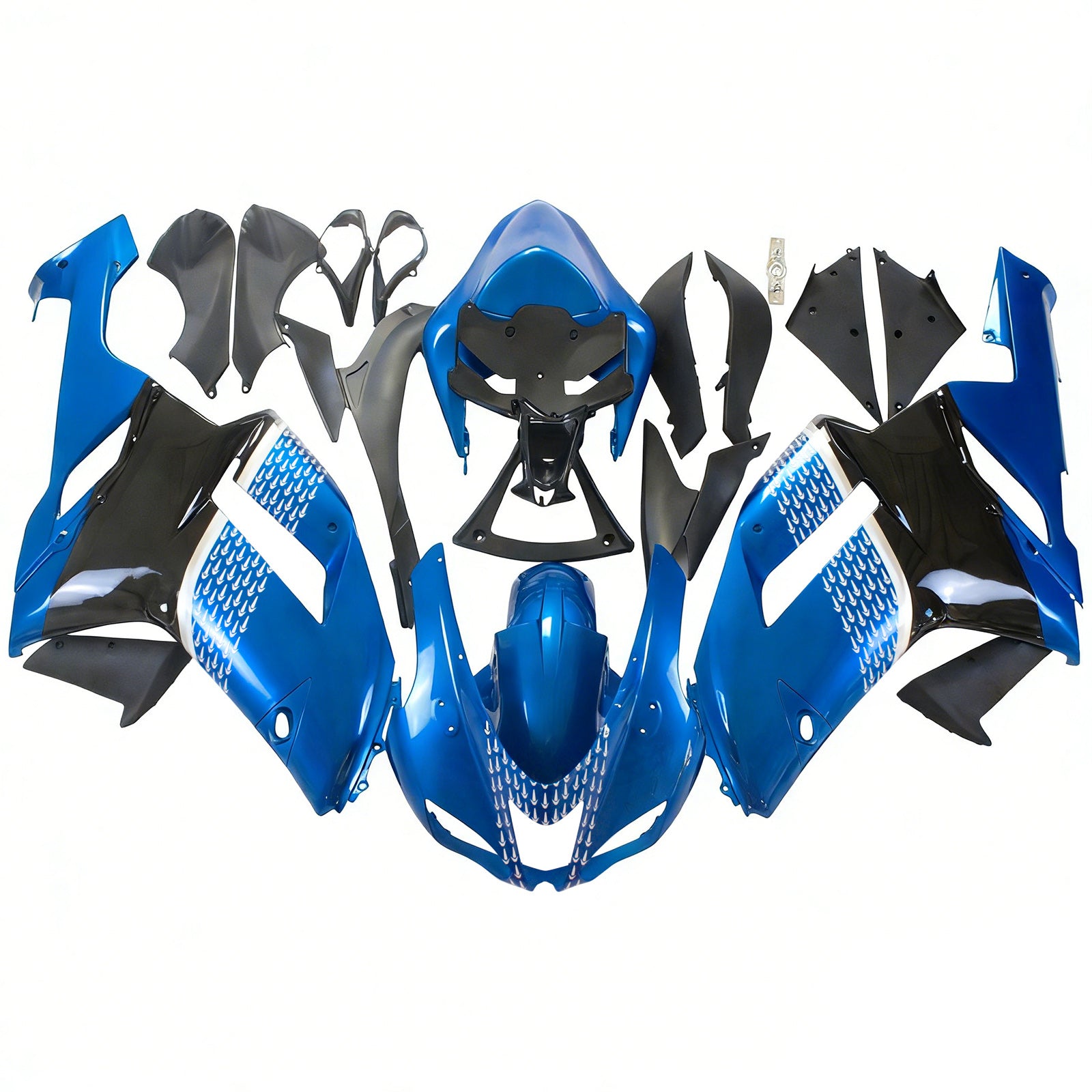 Amotopart Kawasaki 2007-2008 ZX6R 636 Black Blue Fairing Kit