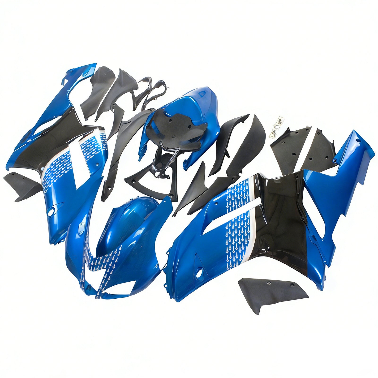 Amotopart Kawasaki 2007-2008 ZX6R 636 Black Blue Fairing Kit
