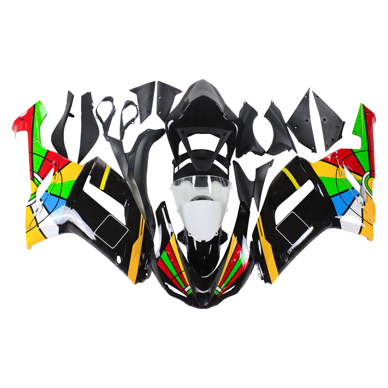 Amotopart Kawasaki 2007-2008 ZX6R 636 Colorful Fairing Kit