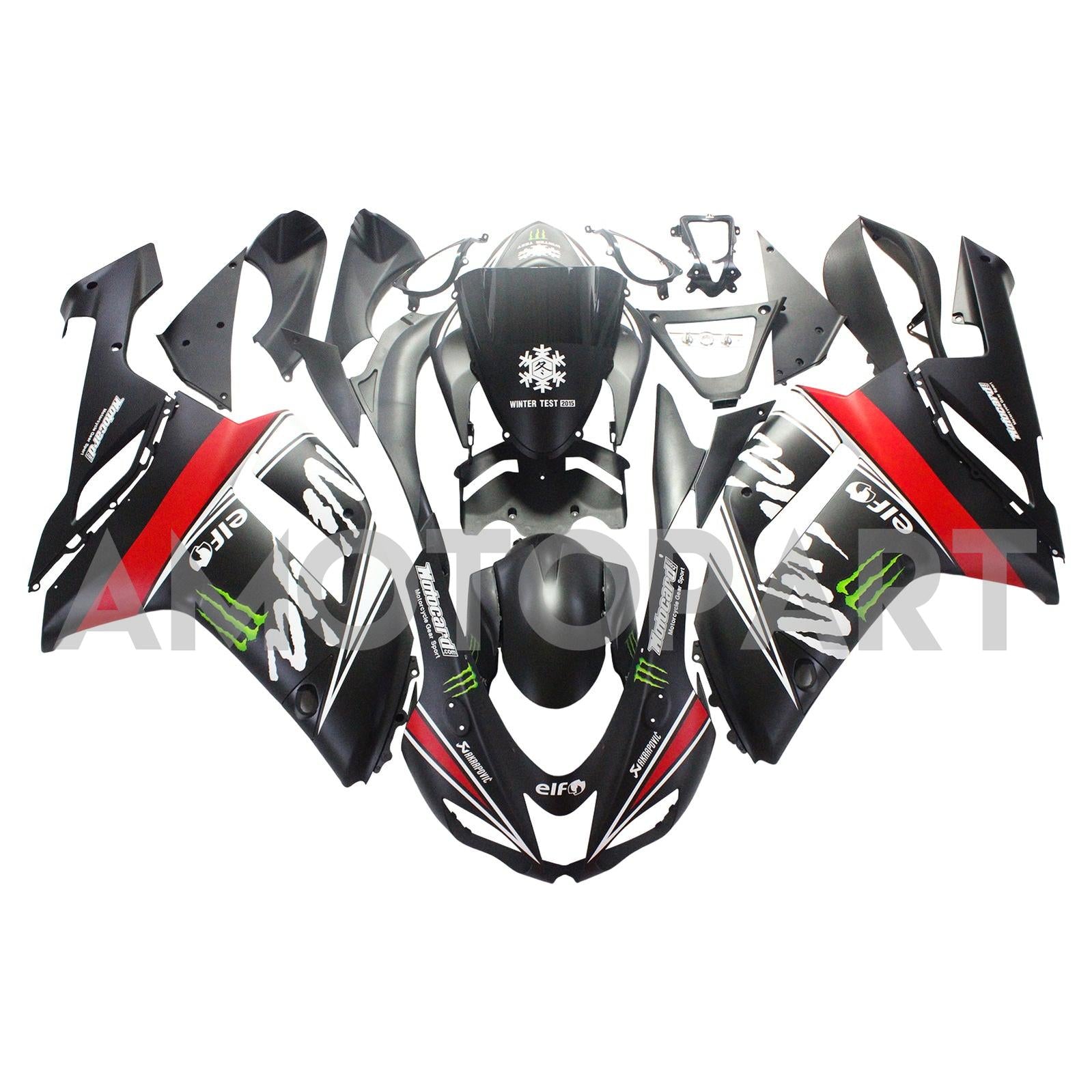 Amotopart Kawasaki 2007-2008 ZX6R 636 Black Red Claw Beurskit
