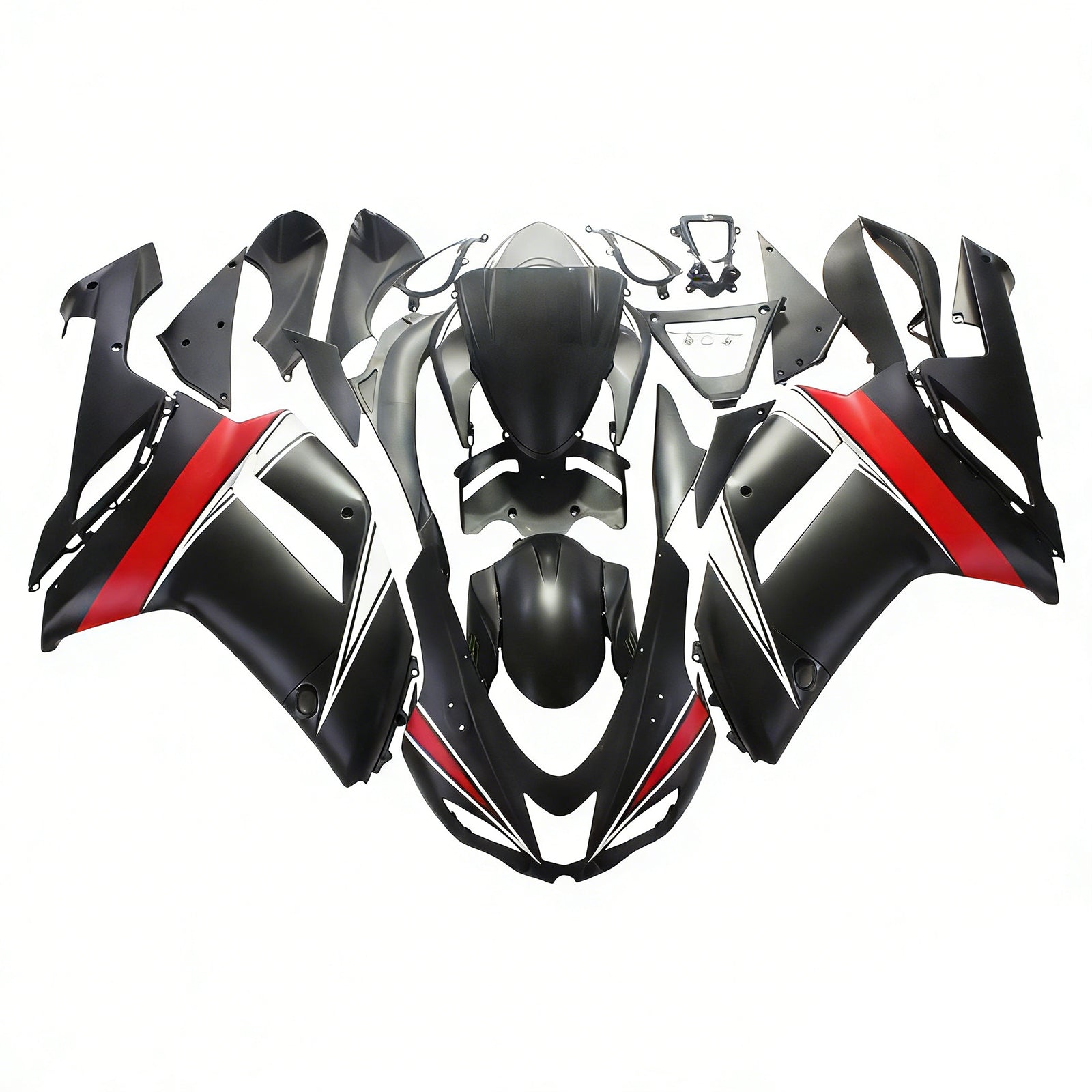 Amotopart Kawasaki 2007-2008 ZX6R 636 ブラック レッド クロー フェアリングキット