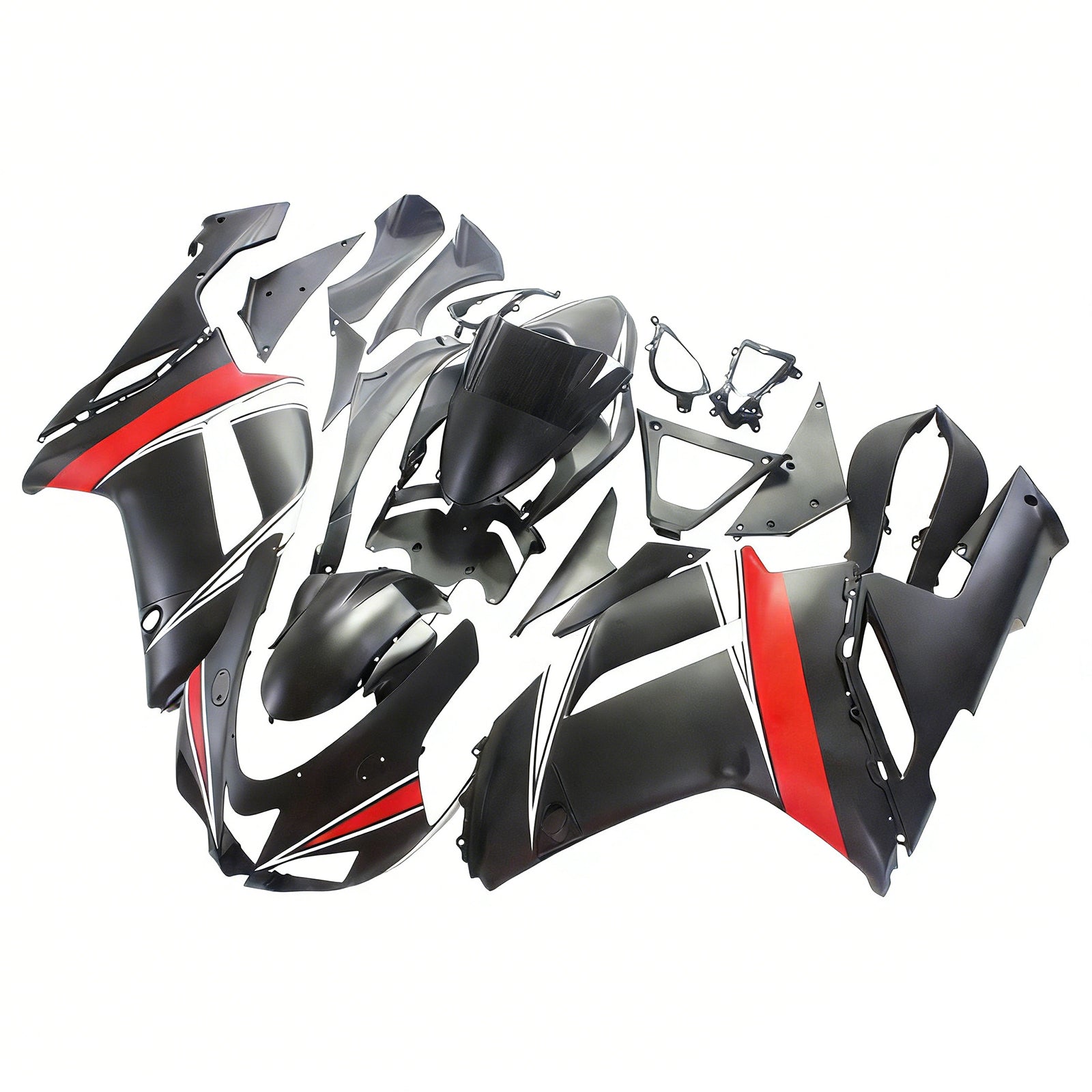 Amotopart Kawasaki 2007-2008 ZX6R 636 ブラック レッド クロー フェアリングキット