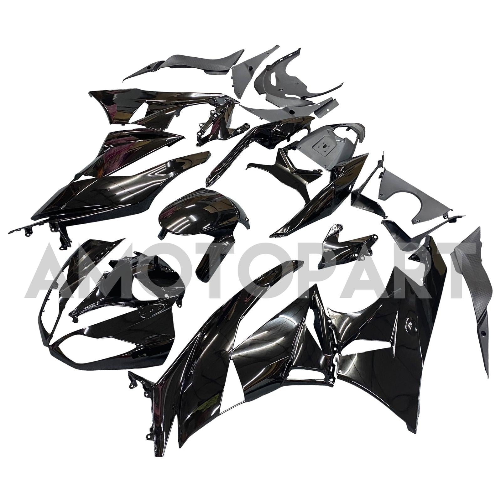 Amotopart Kawasaki 2009-2012 ZX6R 636 グロスブラック フェアリングキット