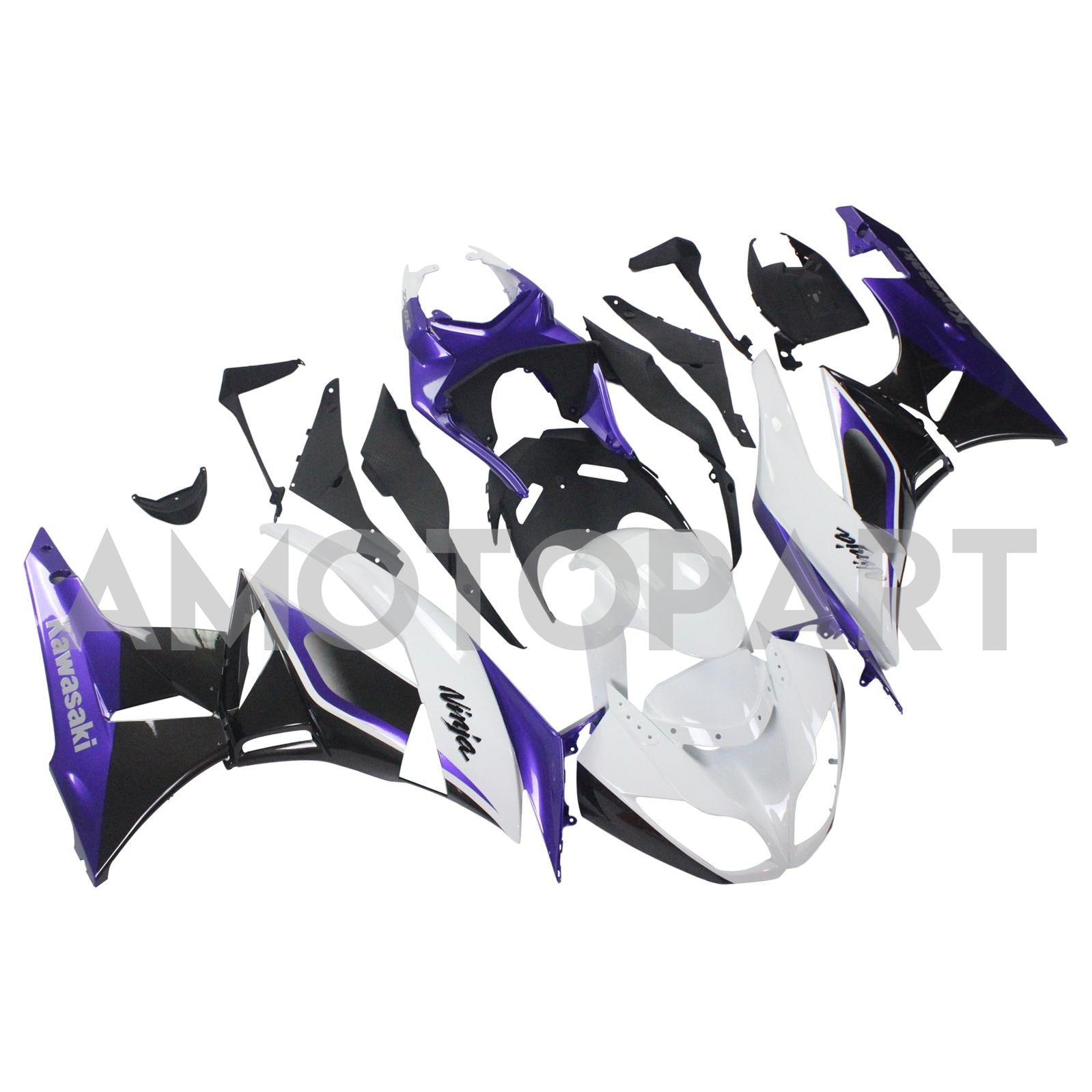 Amotopart Kawasaki 2009-2012 ZX6R 636 White Purple Fearing Kit