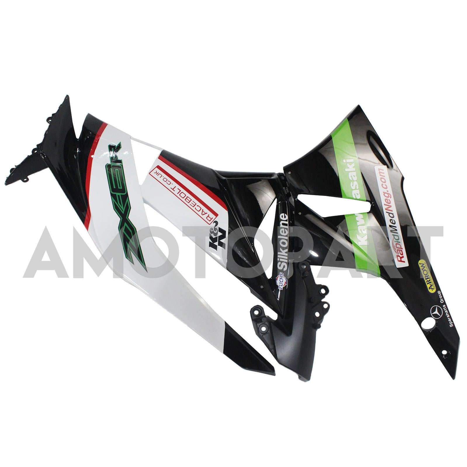 Amotopart Kawasaki 2009-2012 ZX6R 636 Bílá zelená černá kapotáž