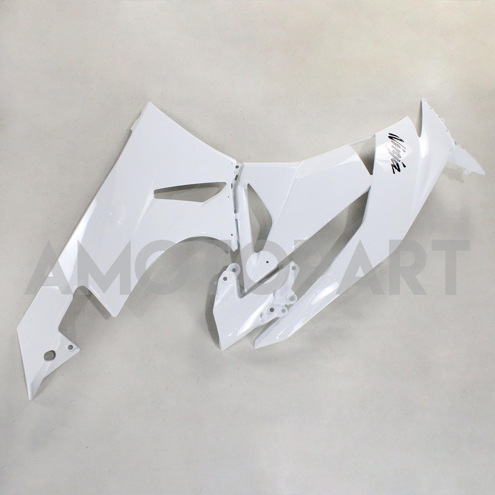 Amotopart Kawasaki 2009-2012 ZX6R 636 White Black Fairing Kit
