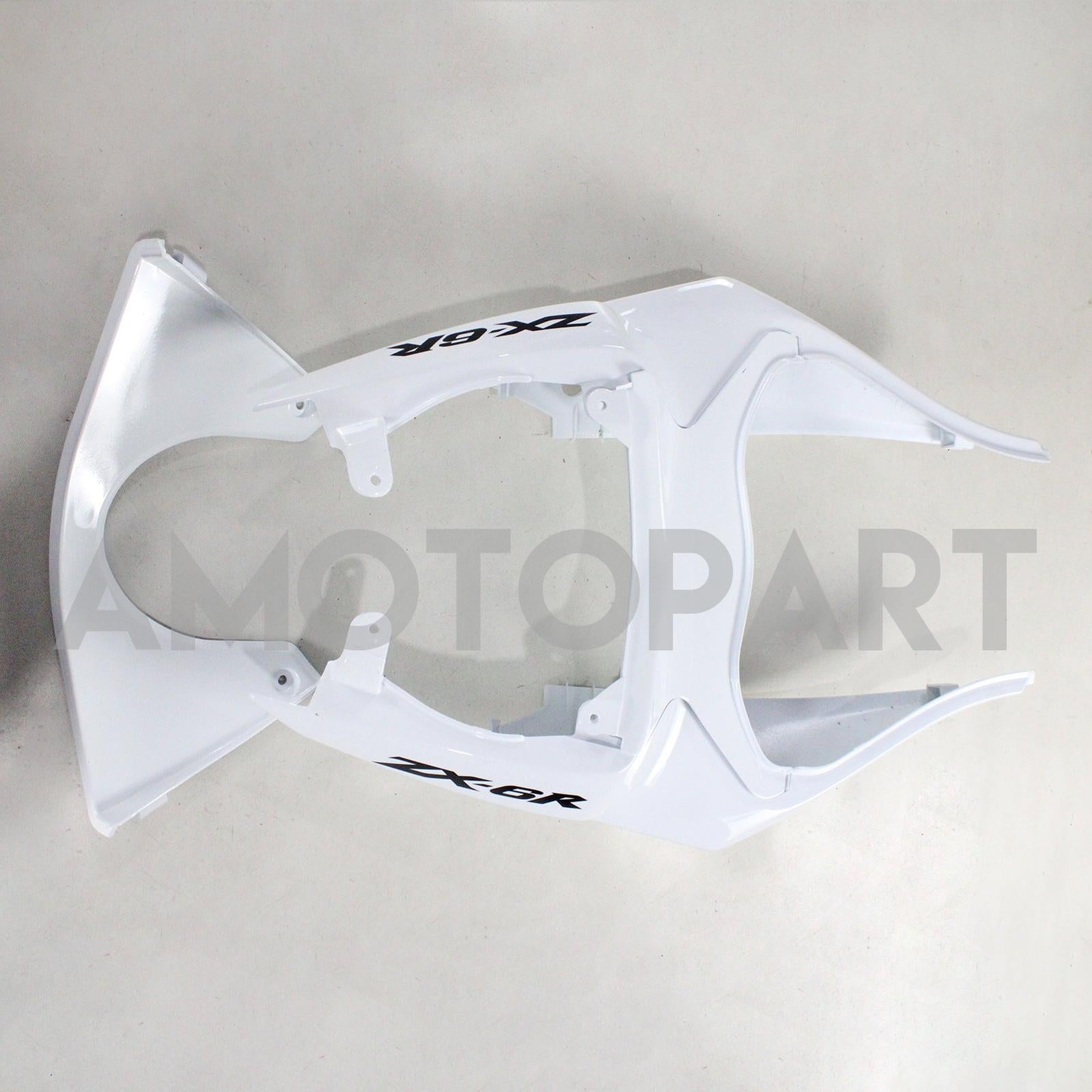 Amotopart Kawasaki 2009-2012 ZX6R 636 White Black Fairing Kit