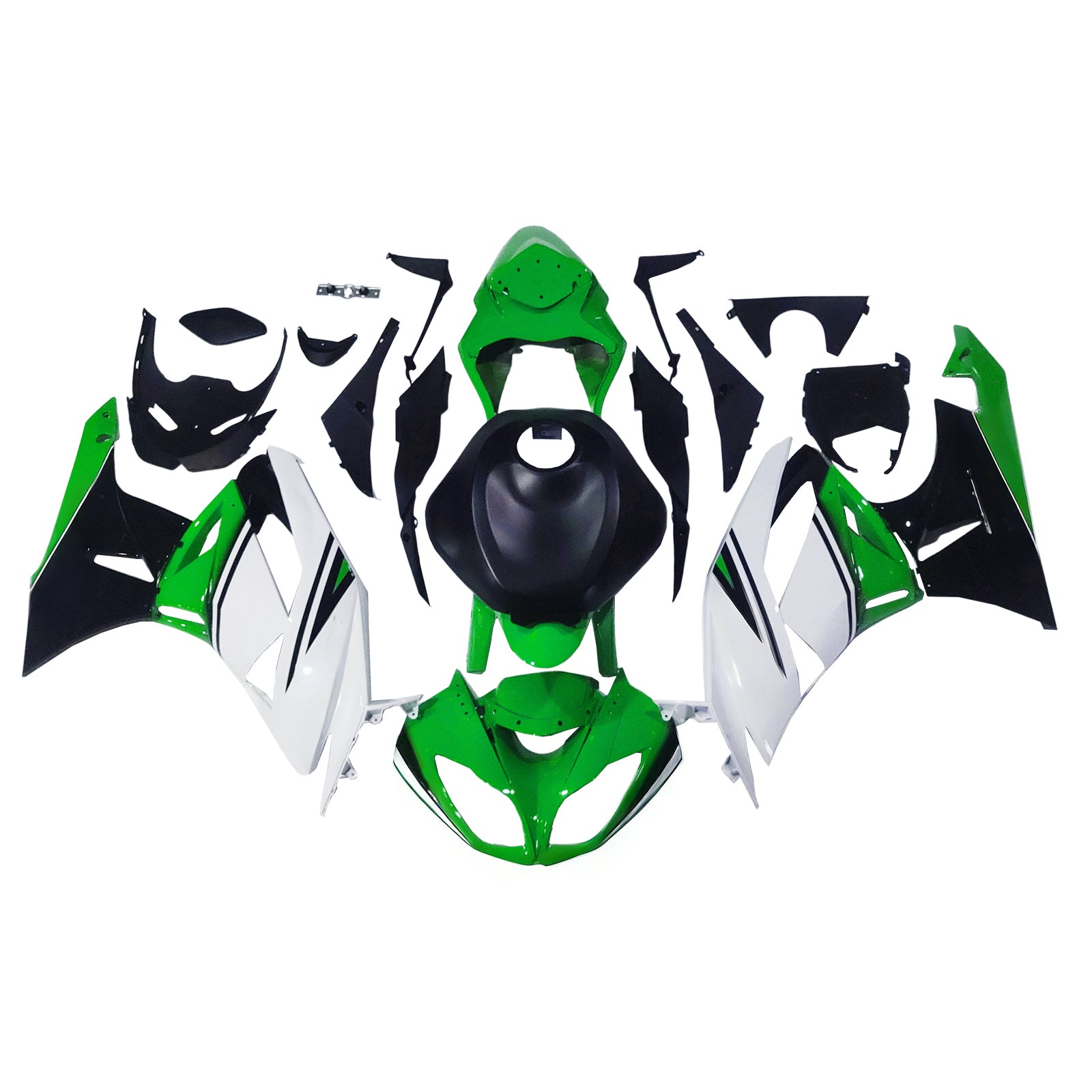Amotopart Kawasaki 2009-2012 ZX6R 636 Green&White Fairing Kit