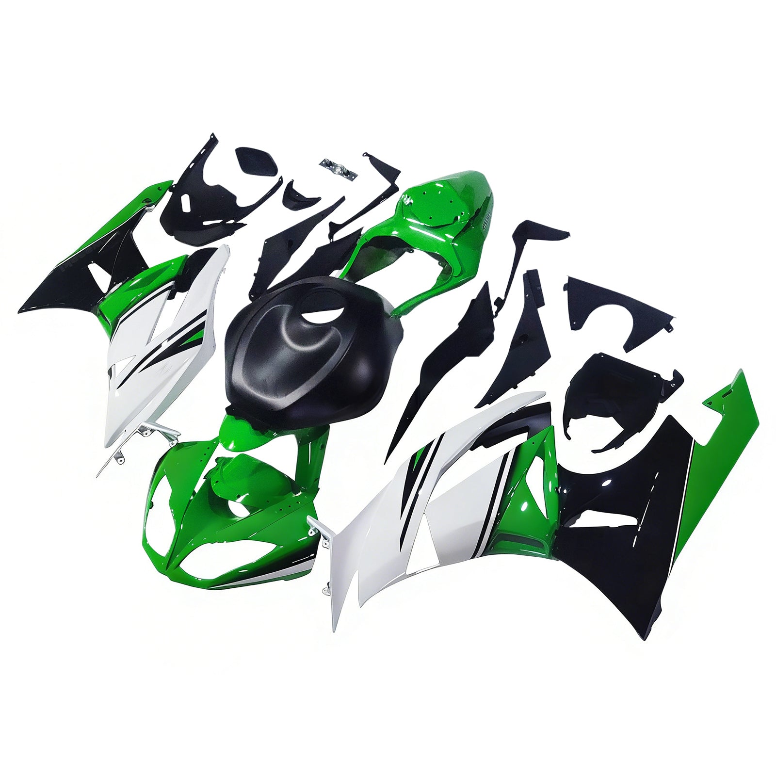 Amotopart Kawasaki 2009-2012 ZX6R 636 Green&White Fairing Kit