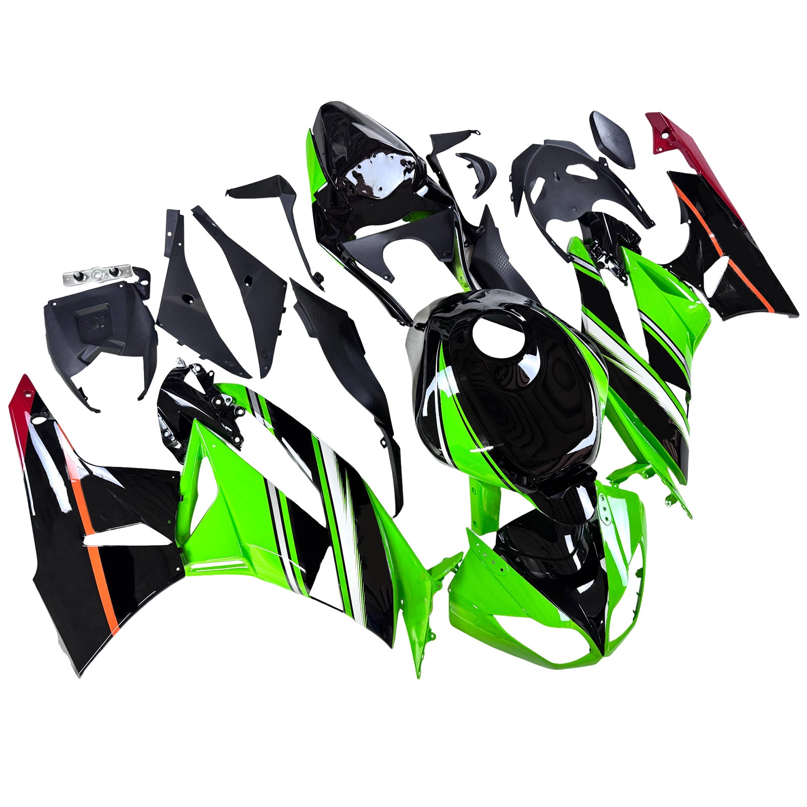 Amotopart Kawasaki 2009-2012 ZX6R 636 Green Style7 Fairing Kit