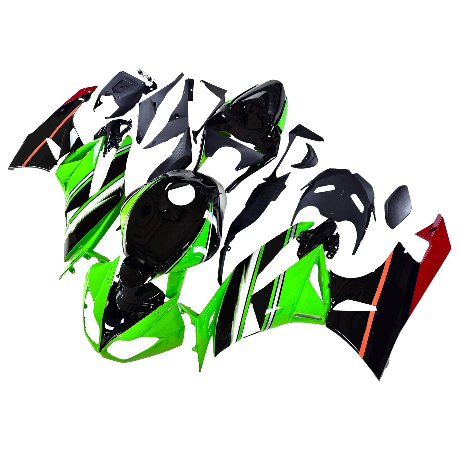 Amotopart Kawasaki 2009-2012 ZX6R 636 Green Style7 Fairing Kit