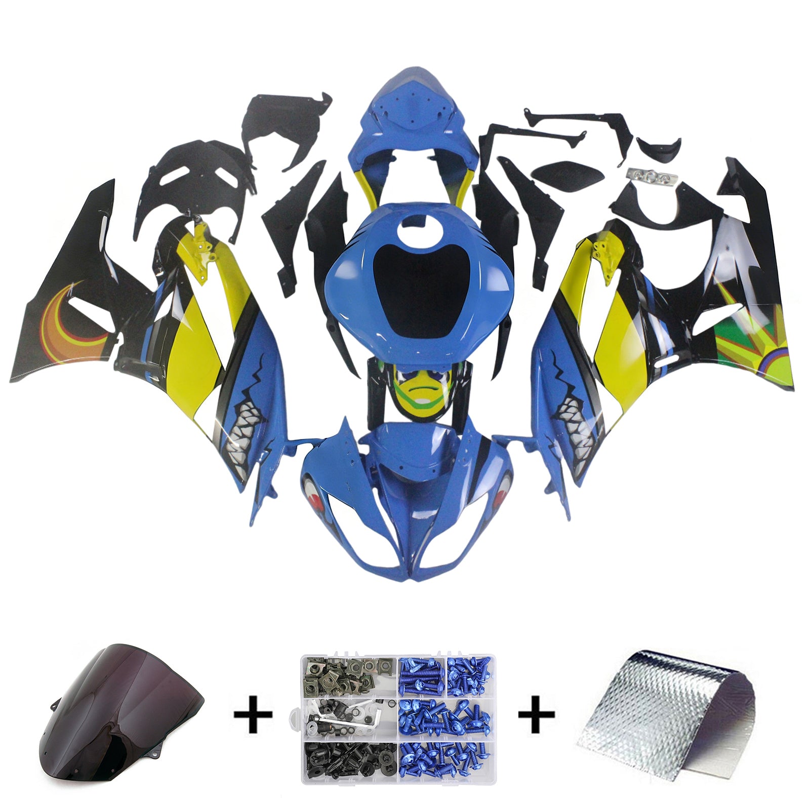Amotopart Kawasaki 2009-2012 ZX6R 636 Blue&Yellow Fairing Kit