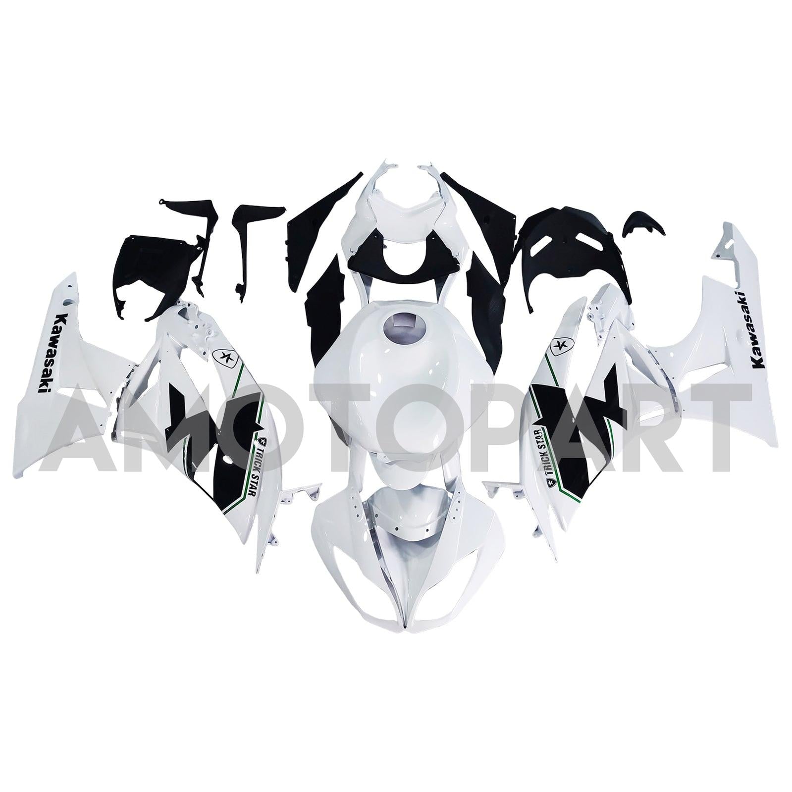 Amotopart Kawasaki 2009-2012 ZX6R 636 Green Style2 Kit de carenagem