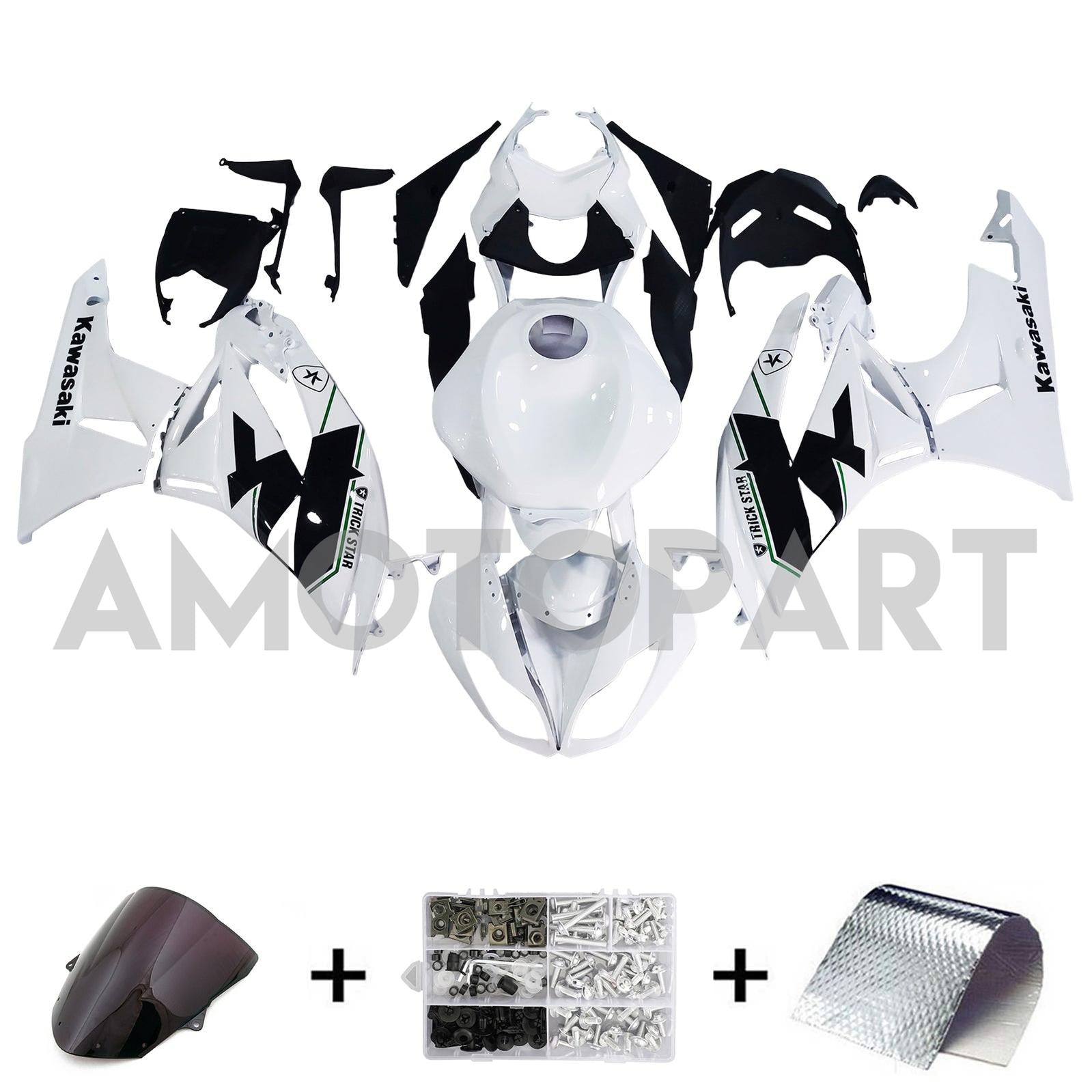 Amotopart Kawasaki 2009-2012 ZX6R 636 Green Style2 Fairing Kit