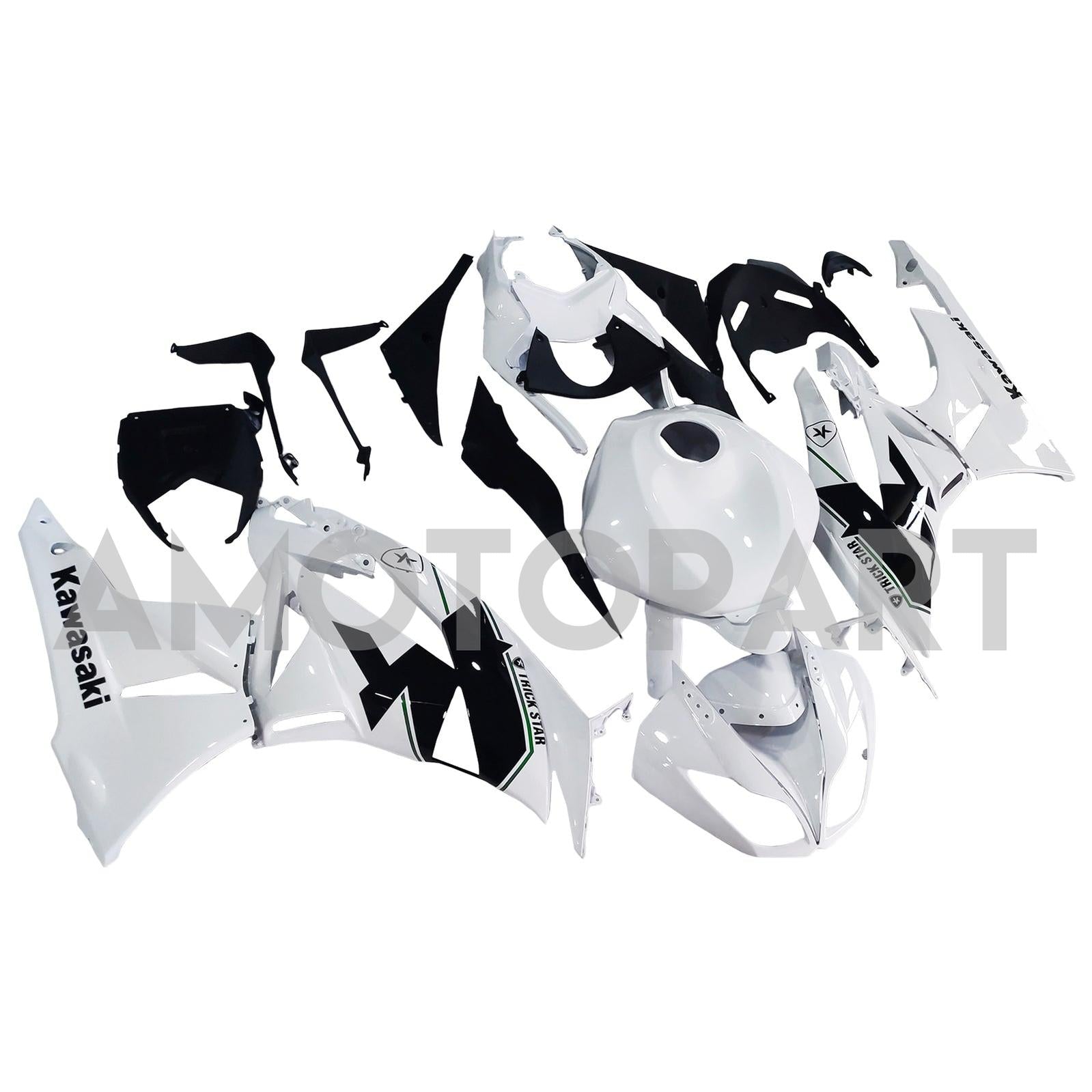 Amotopart Kawasaki 2009-2012 ZX6R 636 Green Style2 Kit de carenagem