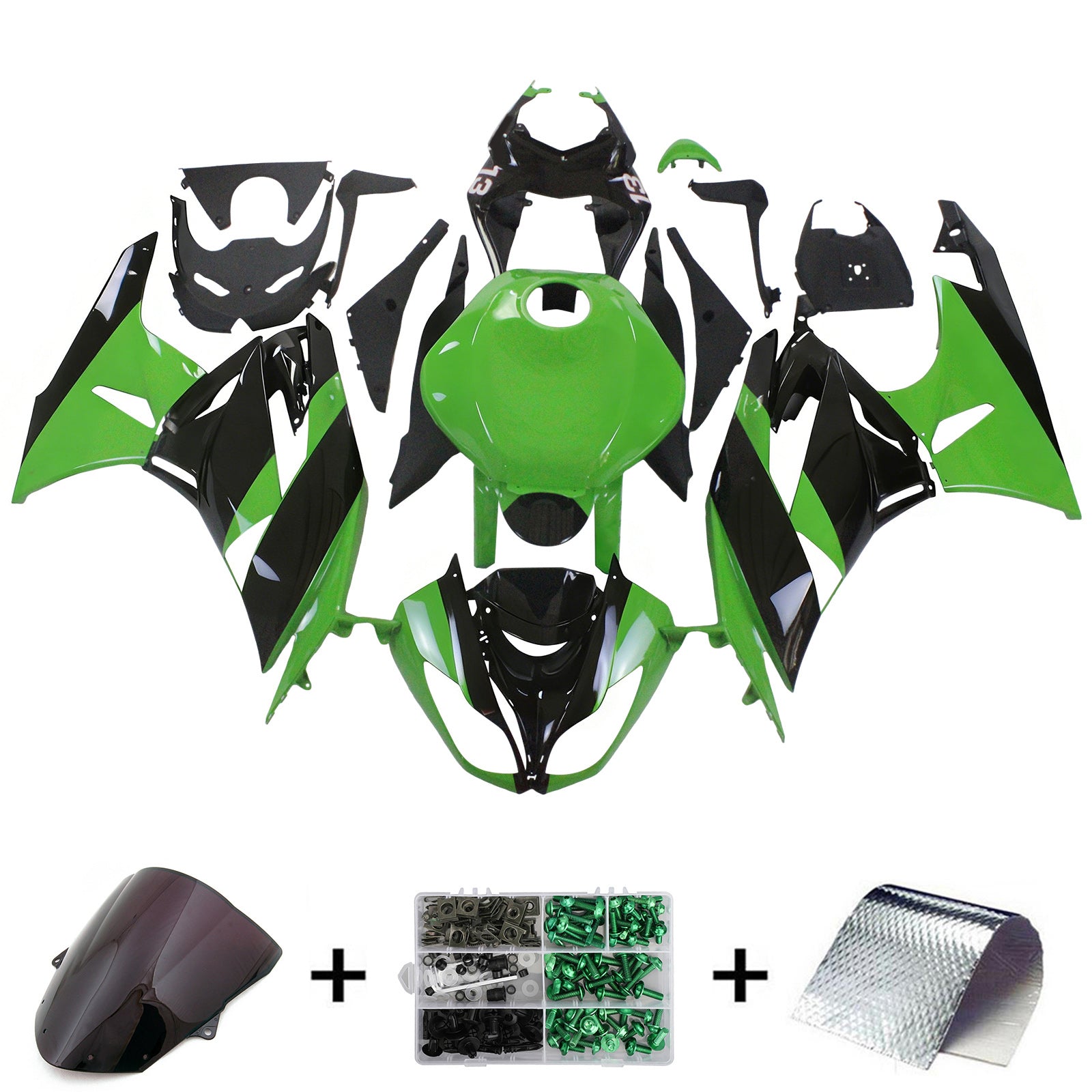 Amotopart Kawasaki 2009-2012 ZX6R 636 Green Style2 Failing Kit