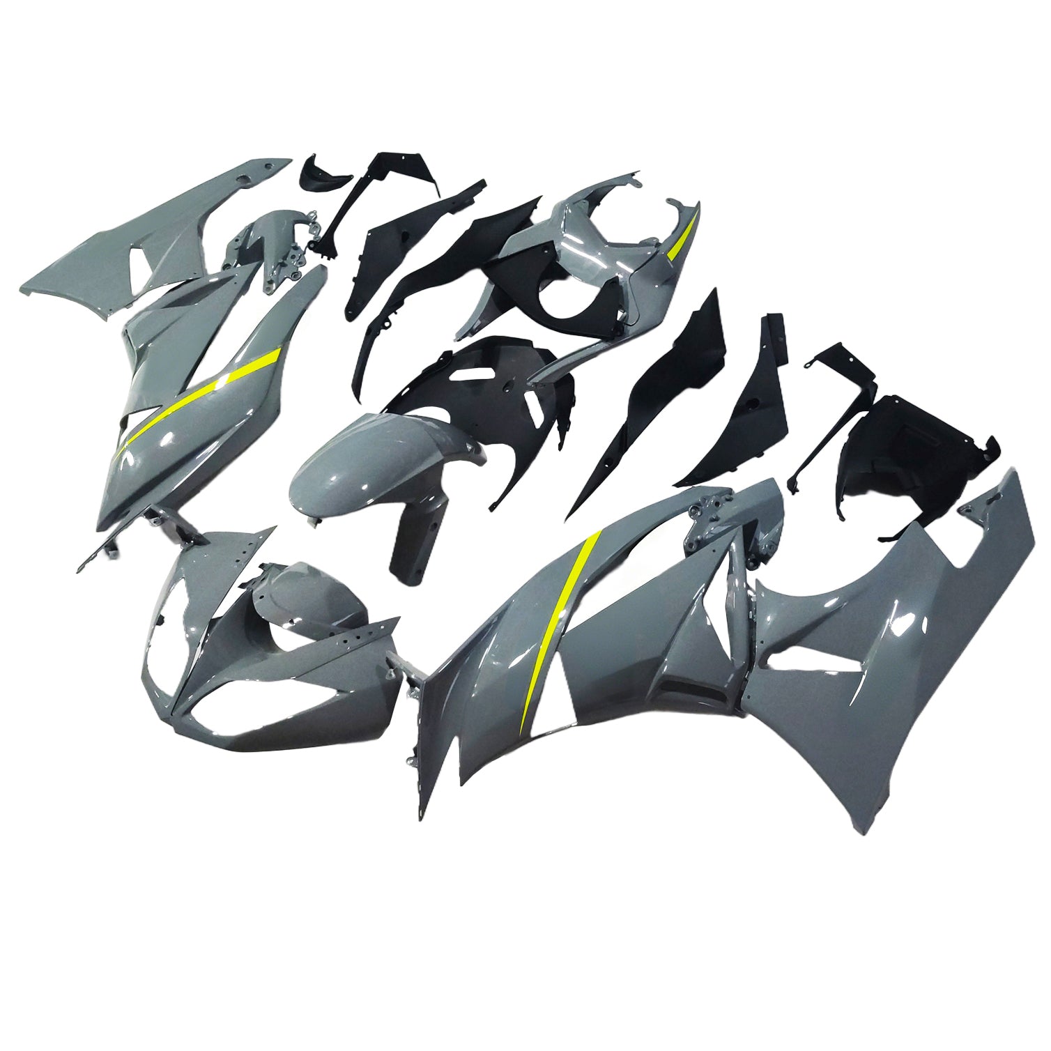 Amotopart Kawasaki 2009-2012 ZX6R 636 Grey&Yellow Fairing Kit