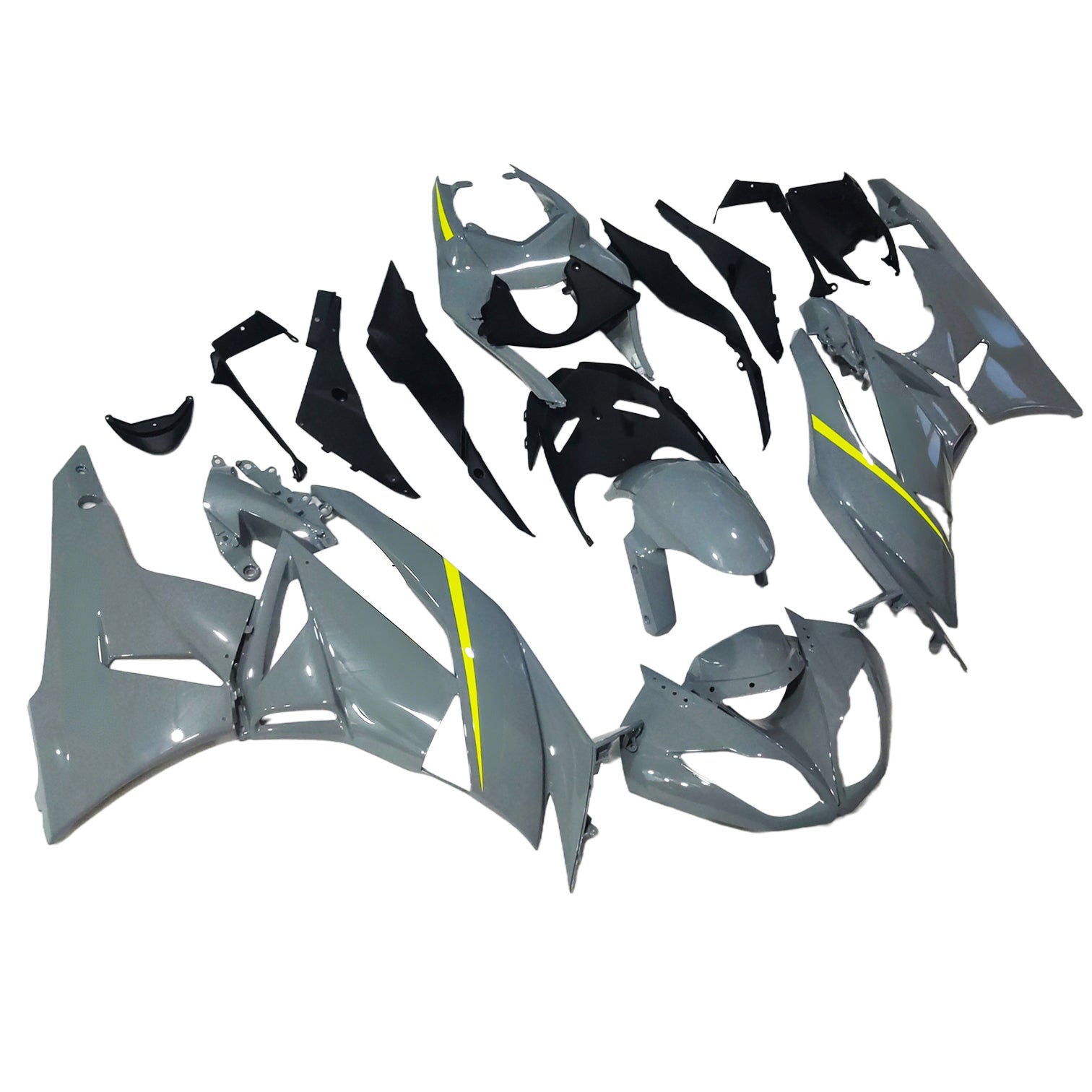 Amotopart Kawasaki 2009-2012 ZX6R 636 Grey&Yellow Fairing Kit