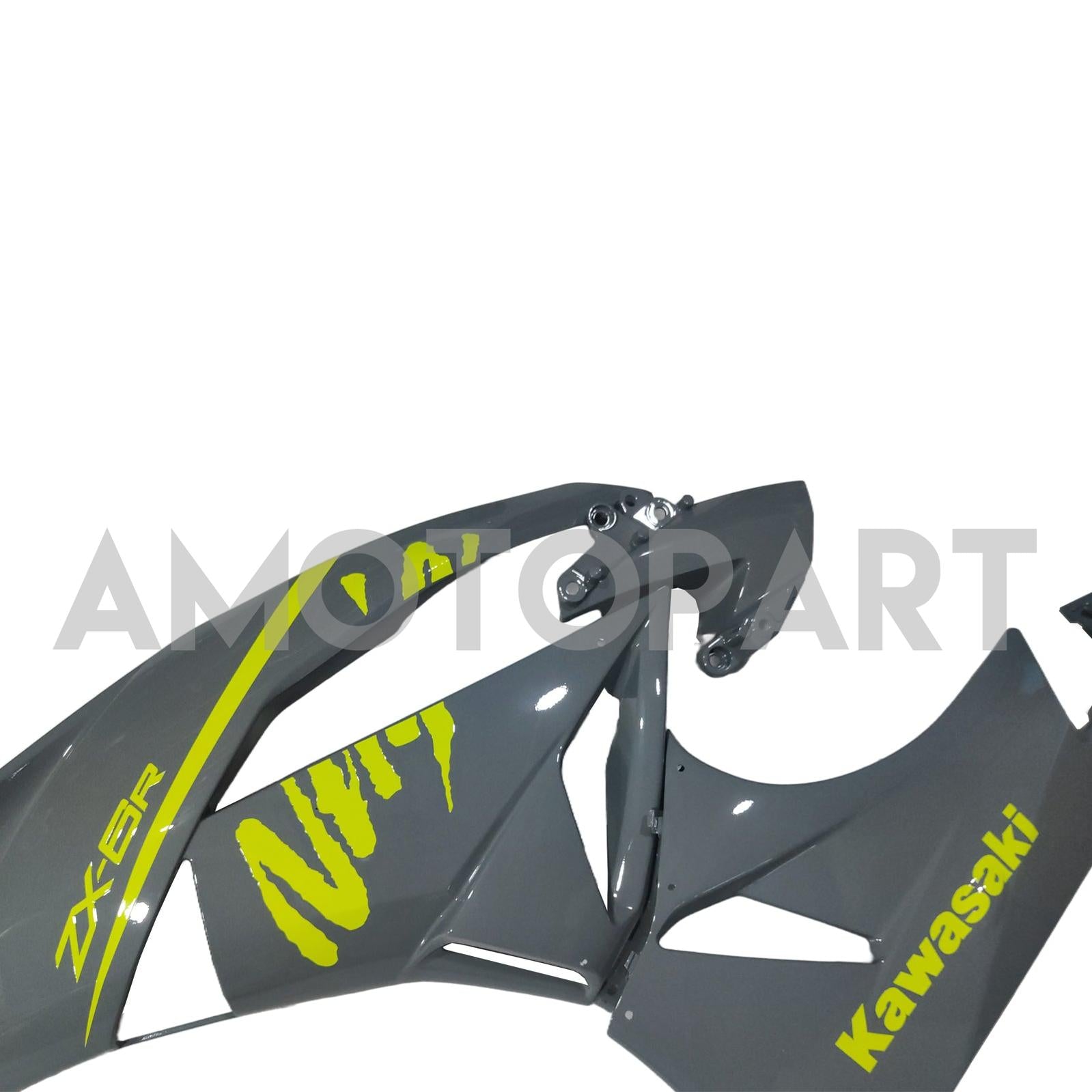 Amotopart Kawasaki 2009-2012 ZX6R 636 Grey&Yellow Fairing Kit