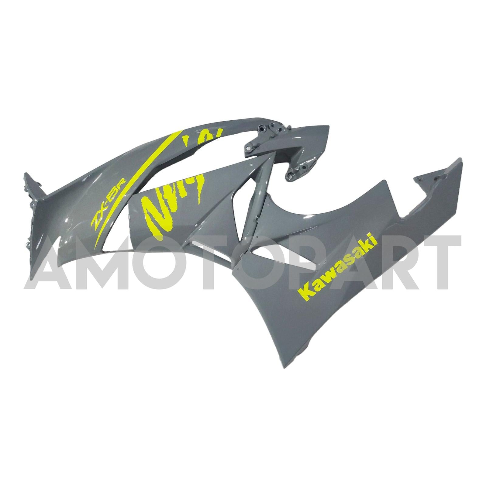 Amotopart Kawasaki 2009-2012 ZX6R 636 Grey&Yellow Fairing Kit
