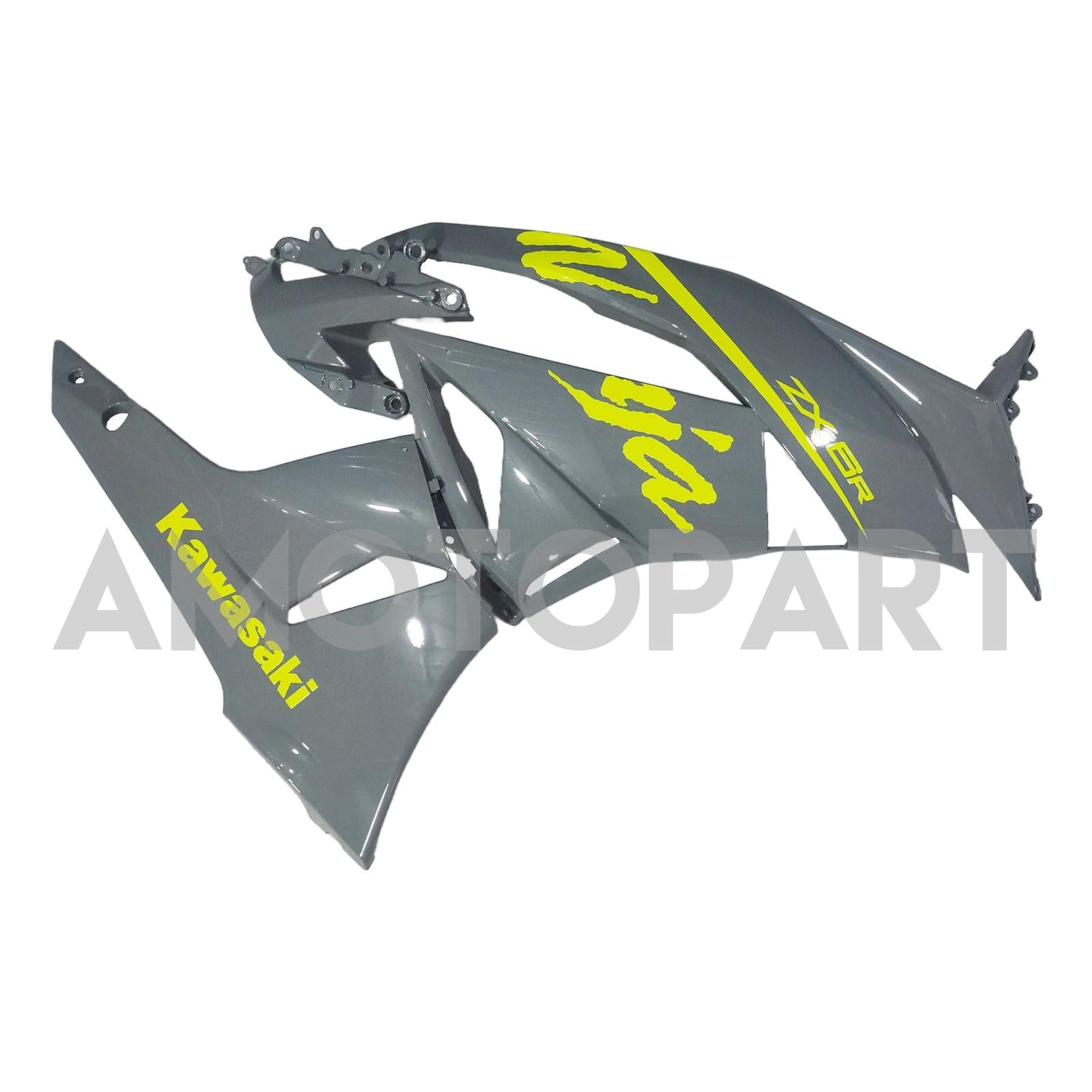Amotopart Kawasaki 2009-2012 ZX6R 636 Grey&Yellow Fairing Kit