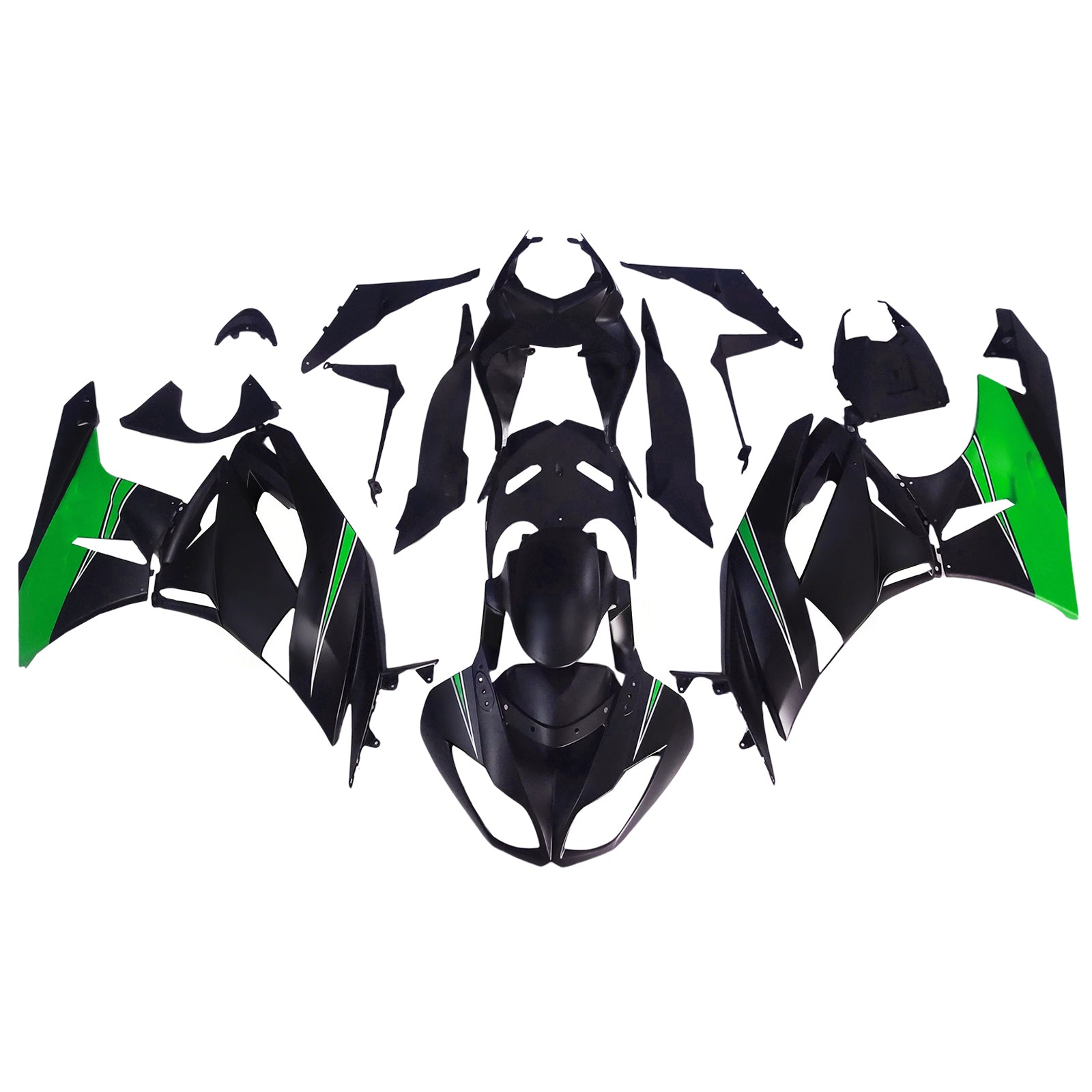 Amotopart Kawasaki 2009-2012 ZX6R 636 Green & Black Style1 Fairing Kit