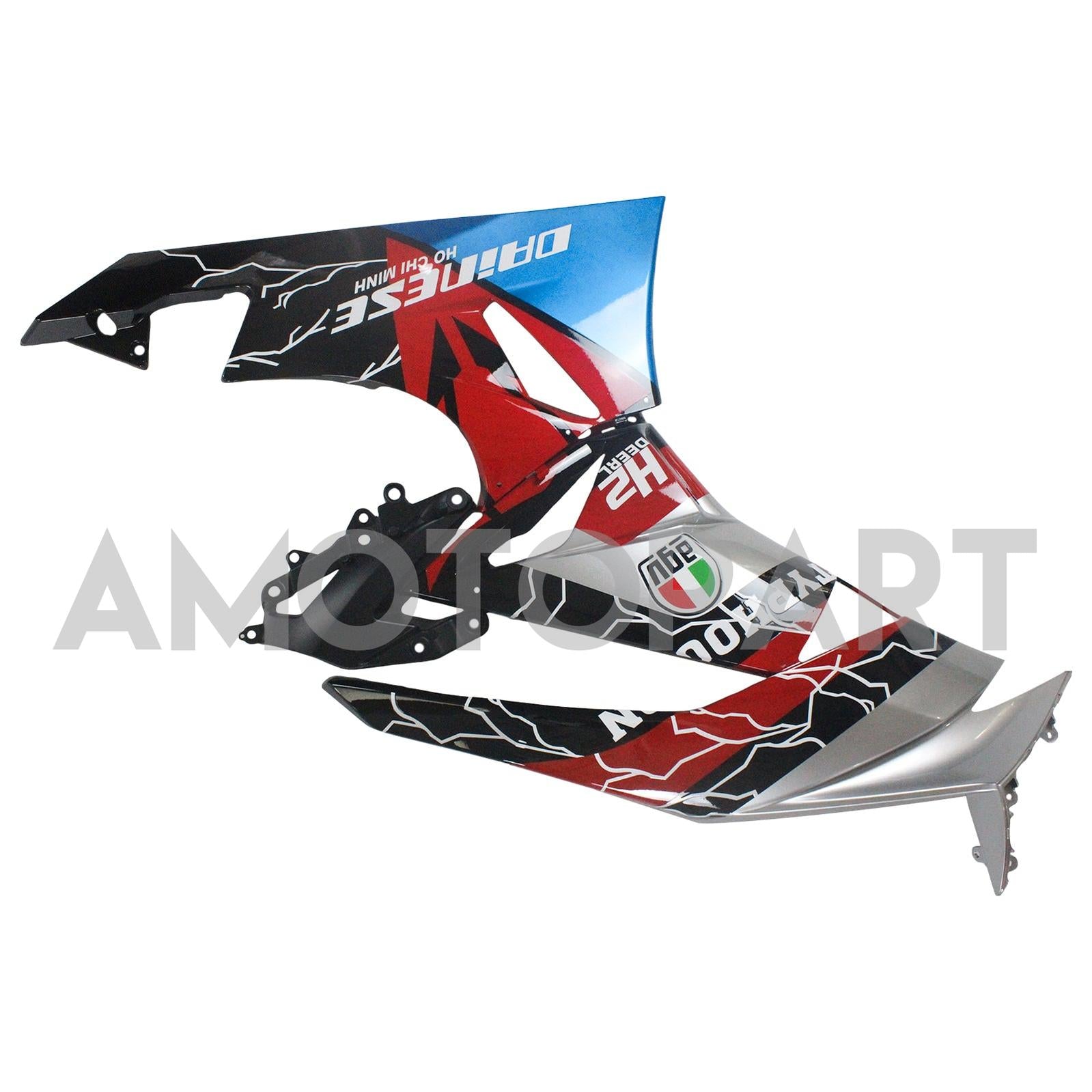 Amotopart Kawasaki 2009–2012 ZX6R 636 Rot&Blaues Verkleidungskit