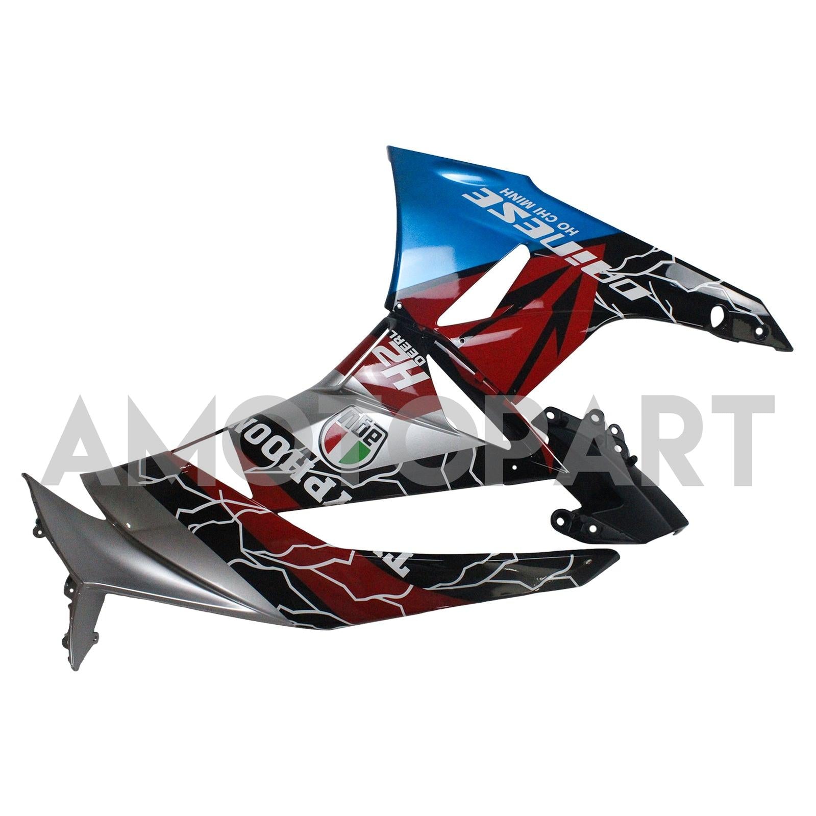 Amotopart Kawasaki 2009–2012 ZX6R 636 Rot&Blaues Verkleidungskit