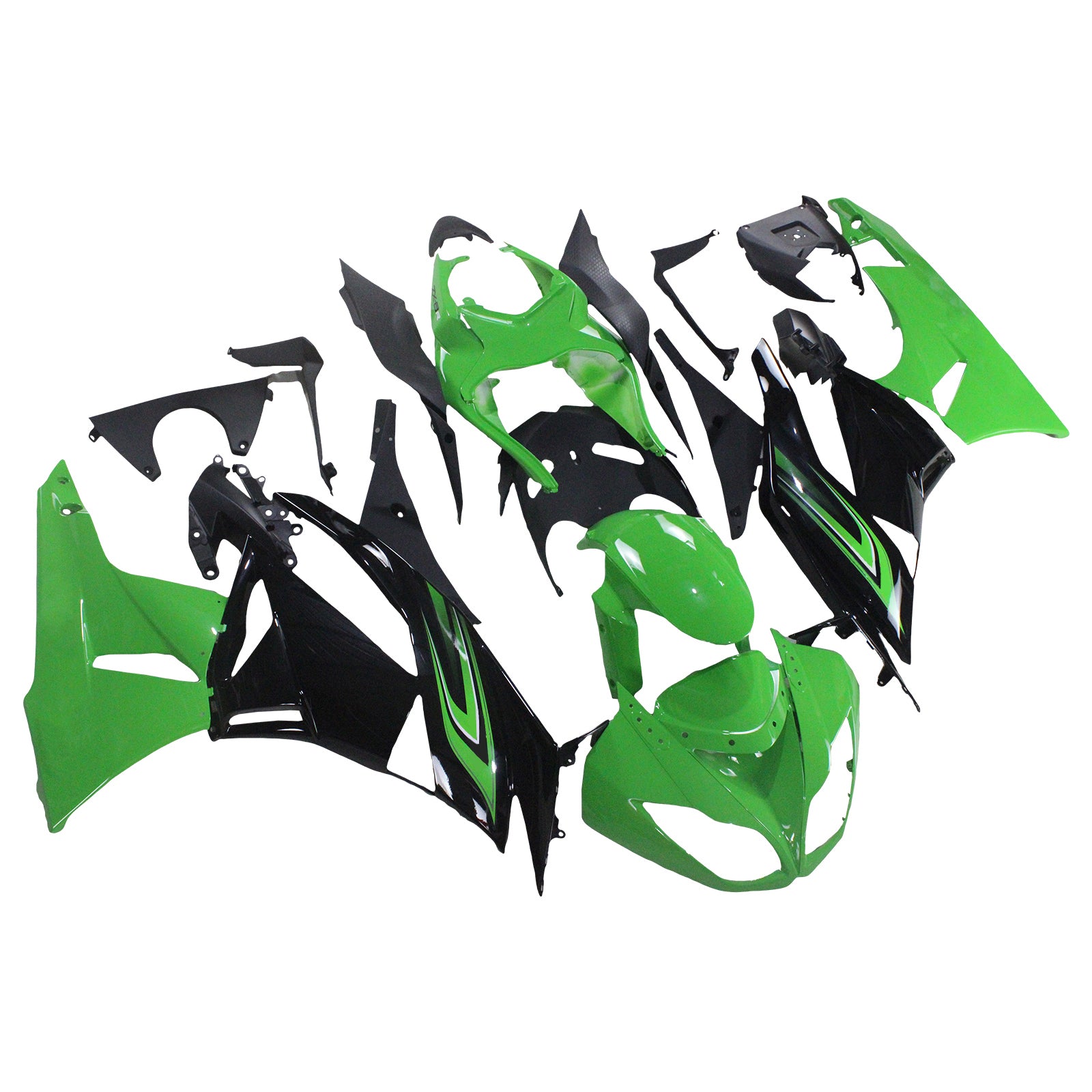 Amotopart Kawasaki 2009-2012 ZX6R 636 Green&Black Style3 Fairing Kit