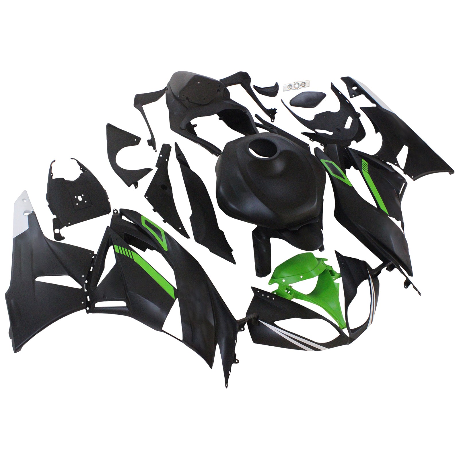 Amotopart Kawasaki 2009-2012 ZX6R 636 Green&Black Style2 Fairing Kit
