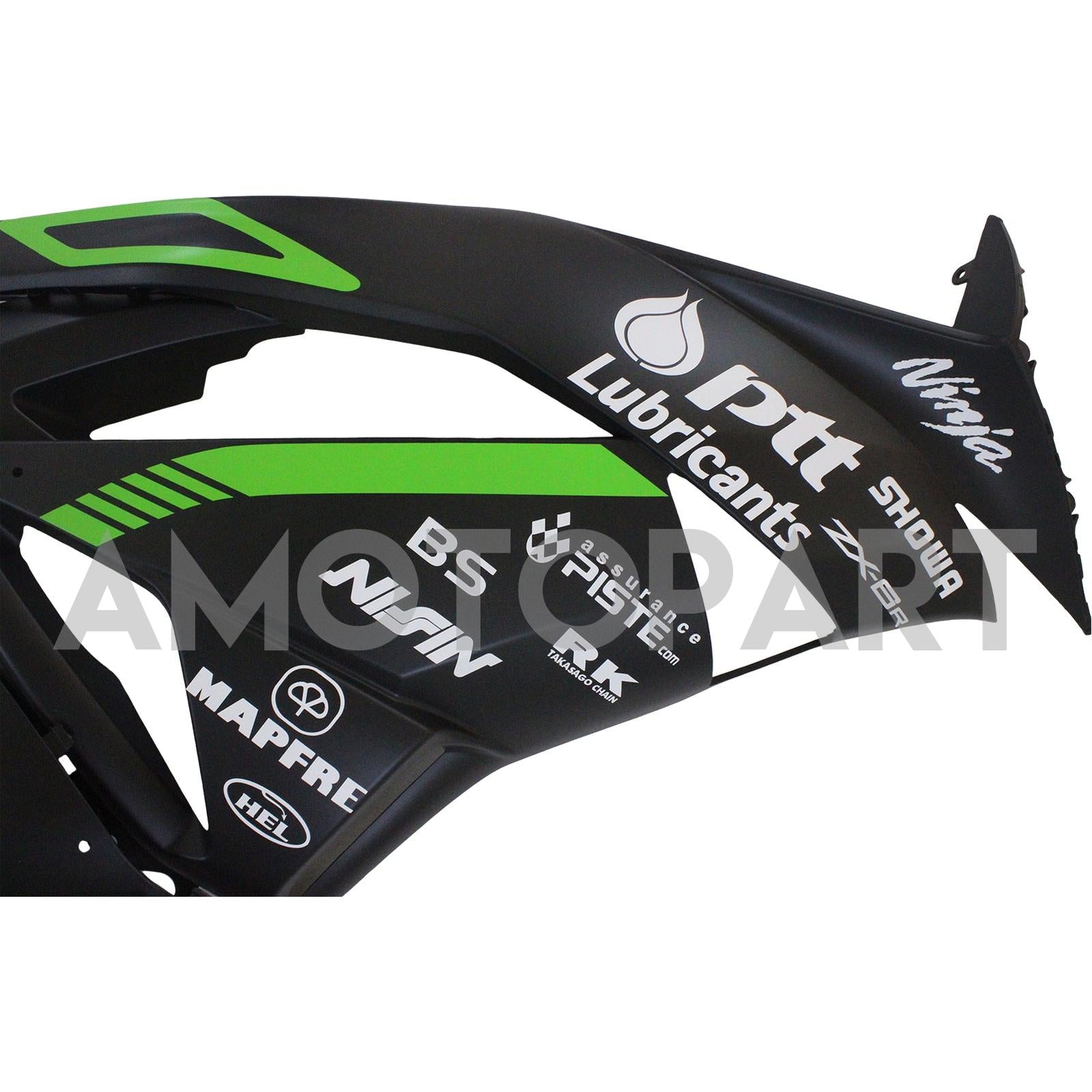Amotopart Kawasaki 2009-2012 ZX6R 636 Green&Black Style2 Fairing Kit