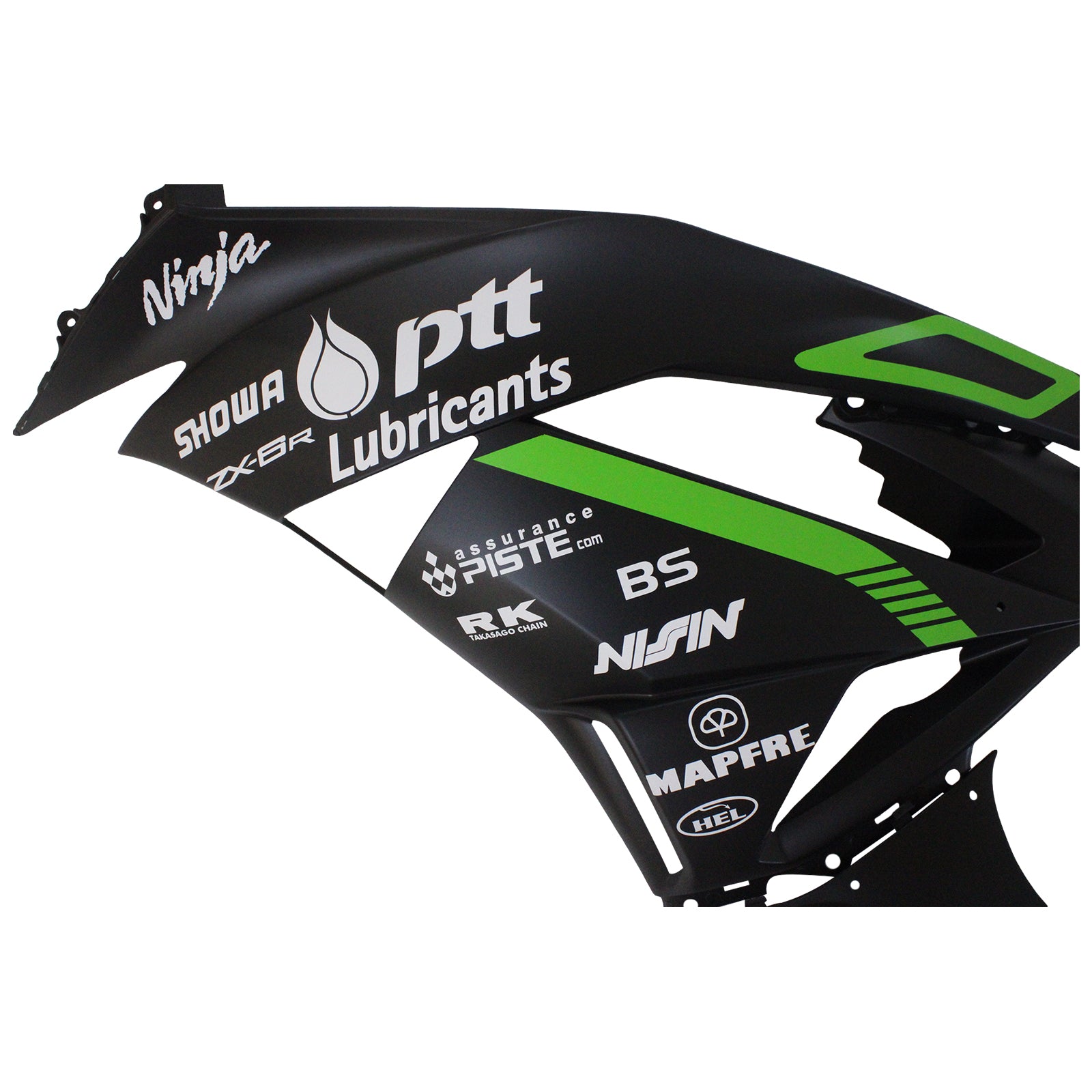 Amotopart Kawasaki 2009-2012 ZX6R 636 Grün&Schwarzes Style2 Verkleidungsset