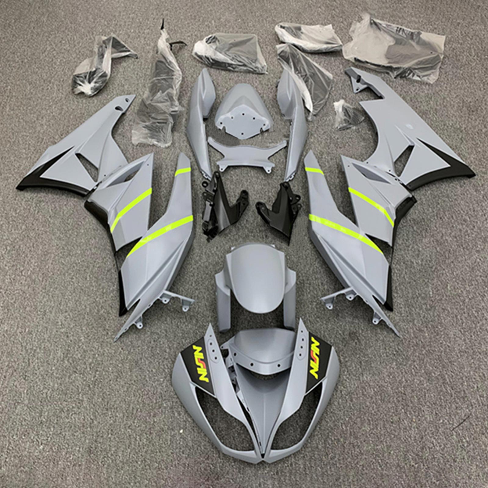 Amotopart Kawasaki 2009-2012 ZX6R 636 Gray Fairing Kit