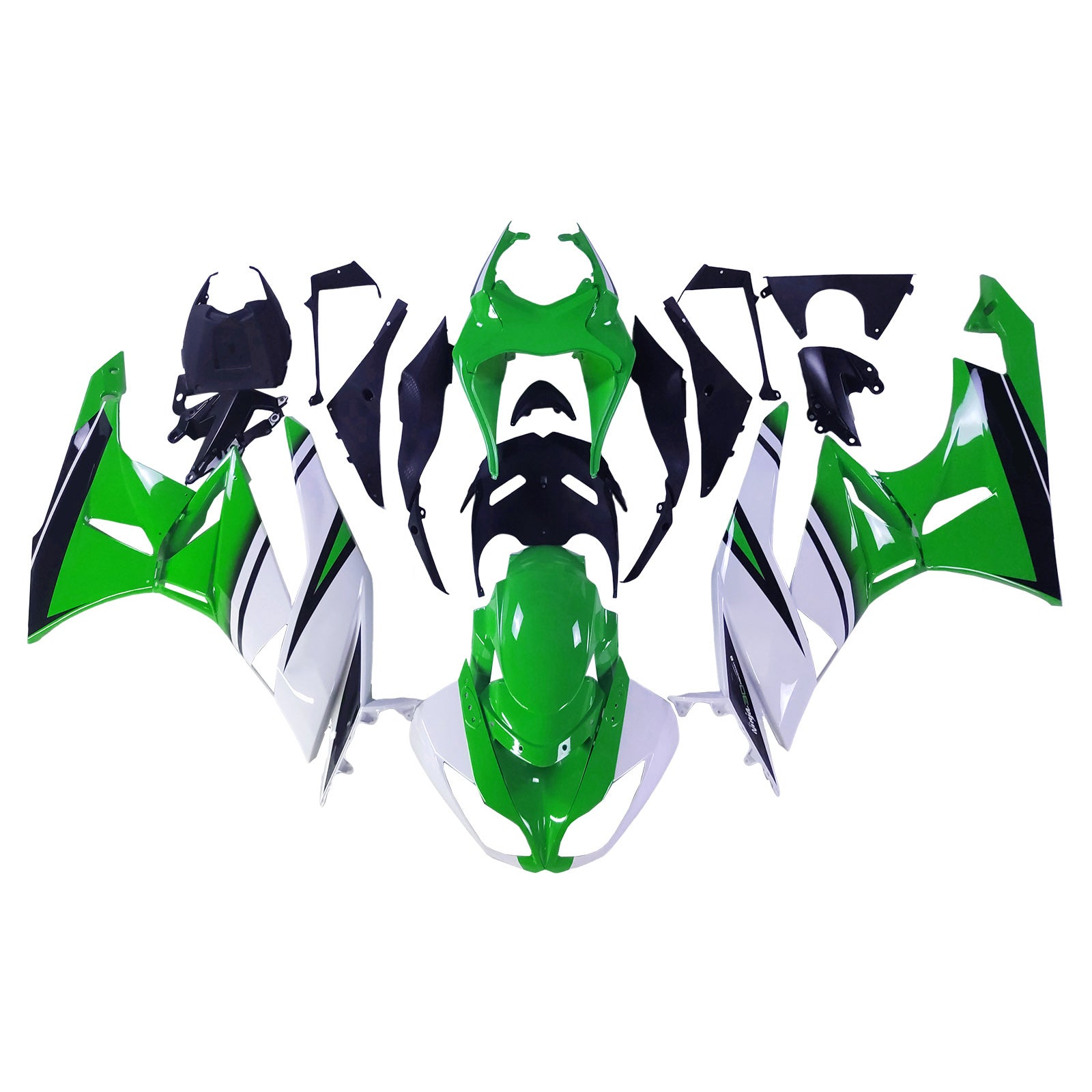 Amotopart Kawasaki 2009-2012 ZX6R 636 Grün&White Style2 Verkleidungssatz