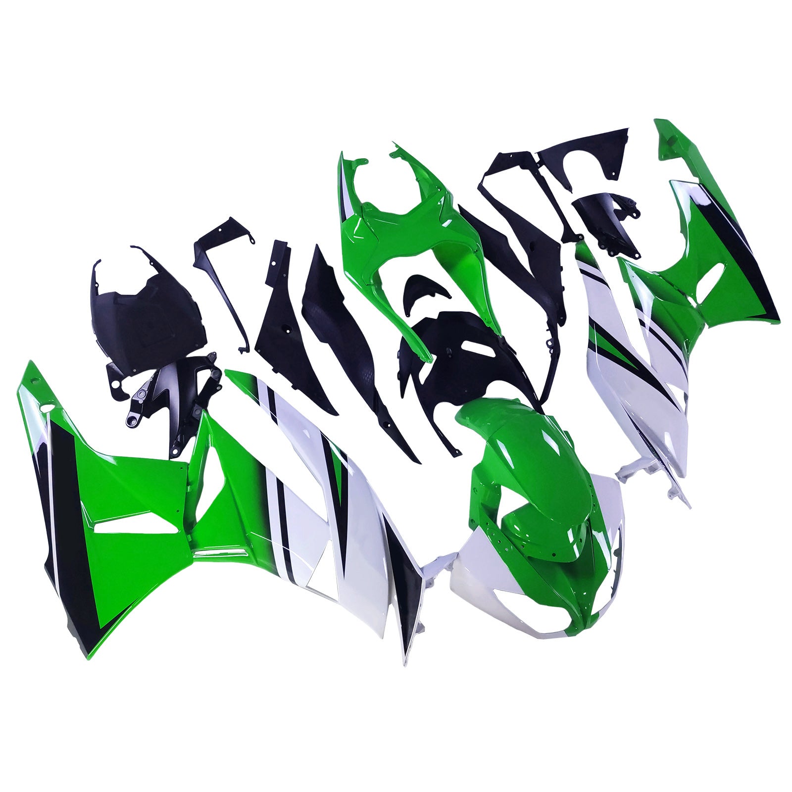 Amotopart Kawasaki 2009-2012 ZX6R 636 Grün&White Style2 Verkleidungssatz