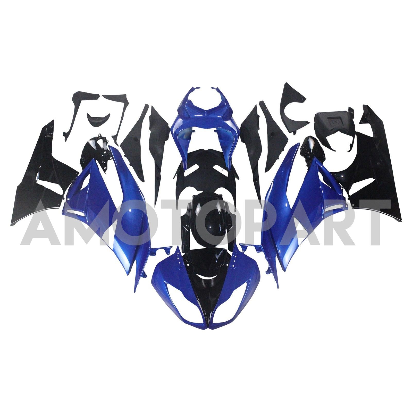 Amotopart Kawasaki 2009-2012 ZX6R 636 Kit carena blu e nero