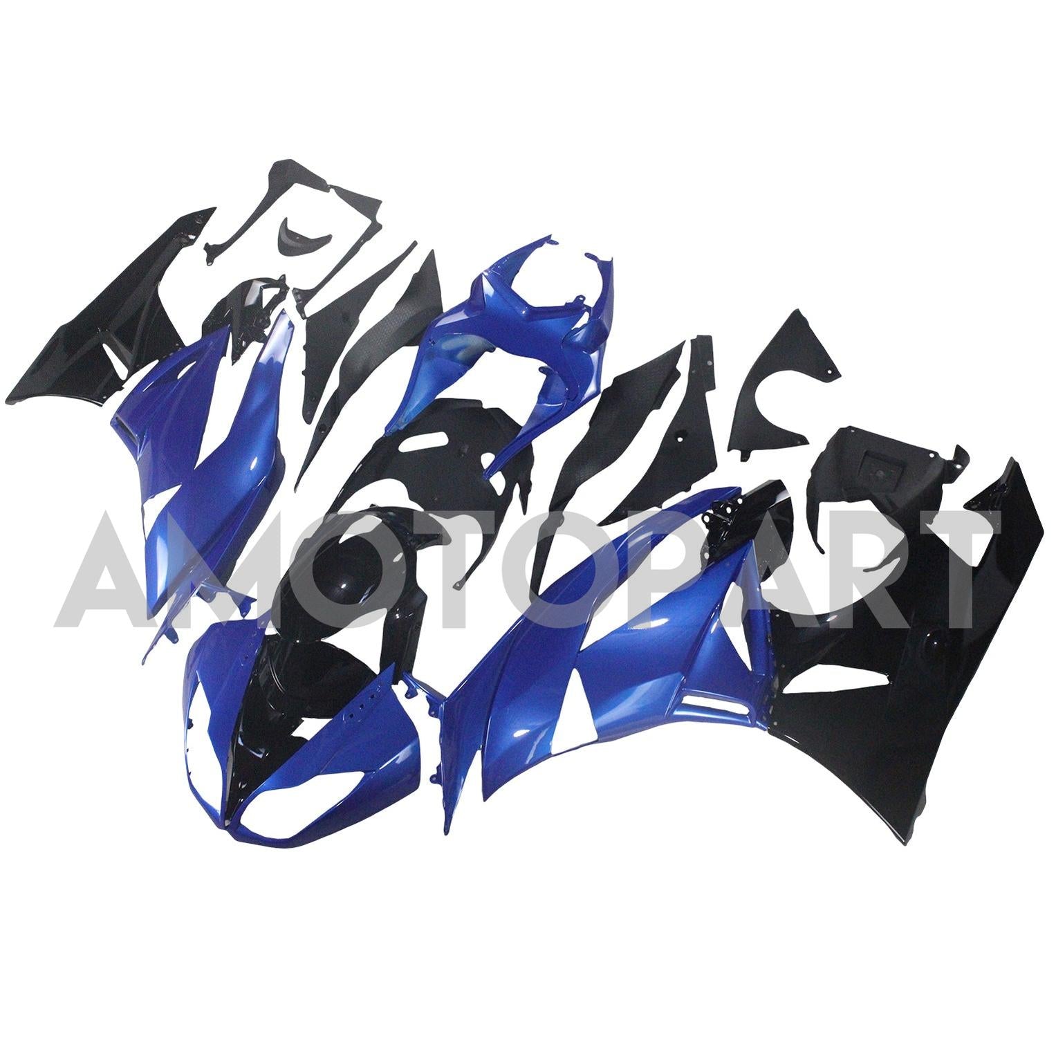 Amotopart Kawasaki 2009-2012 ZX6R 636 Kit carena blu e nero