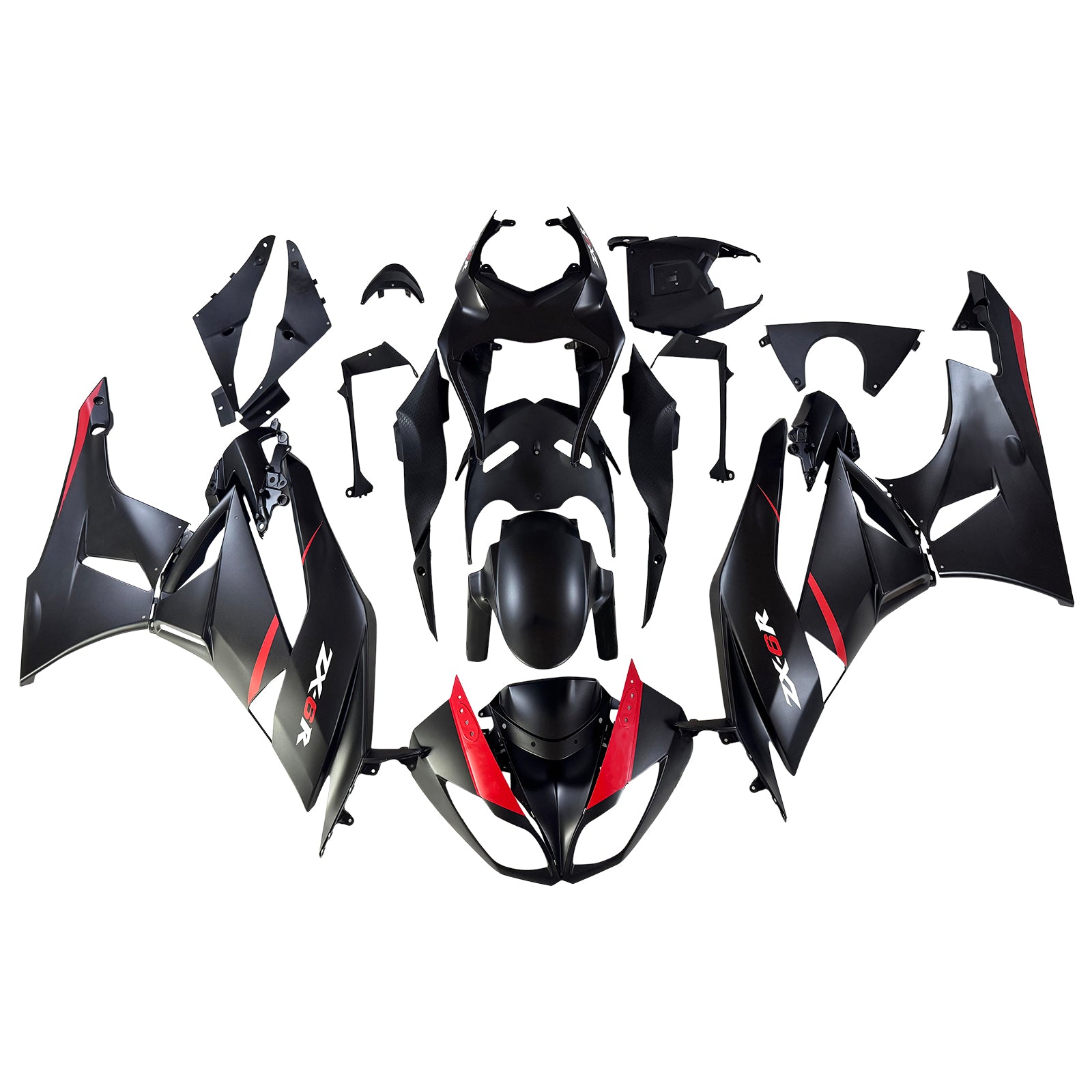 Amotopart 2009-2012 Kawasaki ZX6R 636 Black Red Fairing Kit