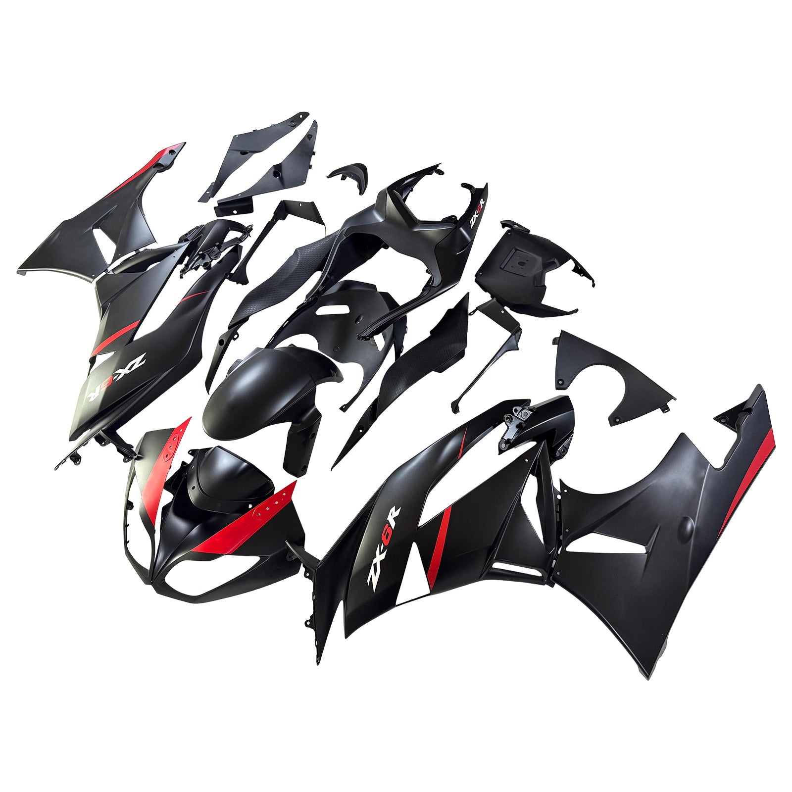 Amotopart 2009-2012 Kawasaki ZX6R 636 Black Red Fairing Kit